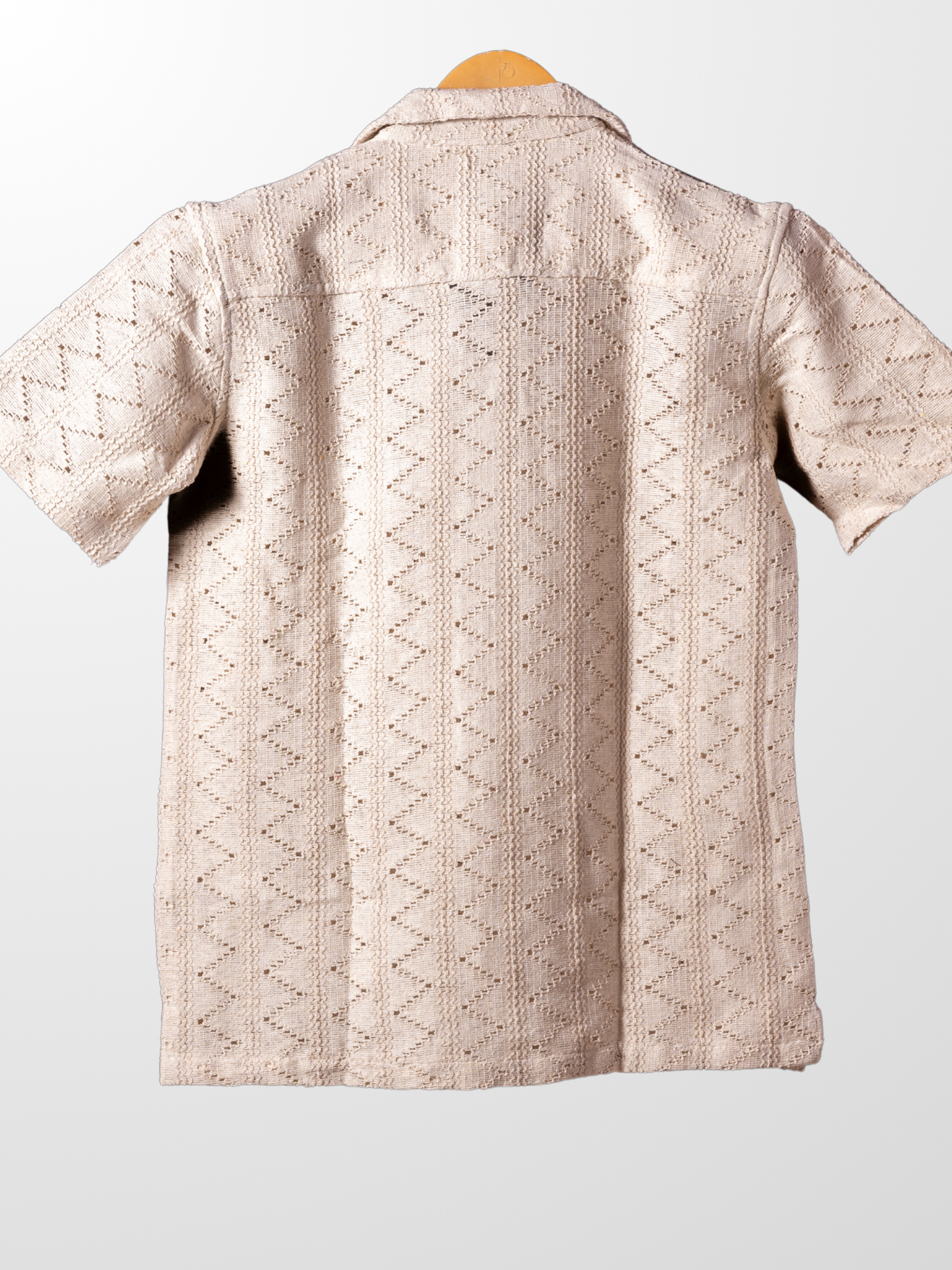 Cream Knitted Half Sleeves Shirt