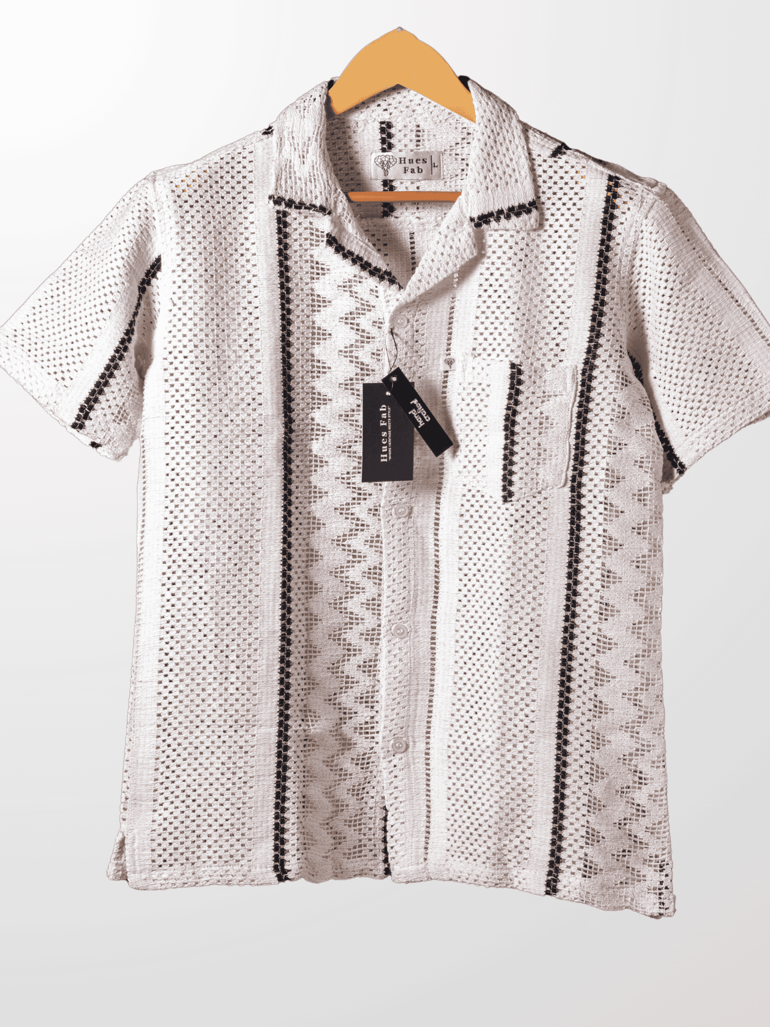 White Knitted Half Sleeves Shirt
