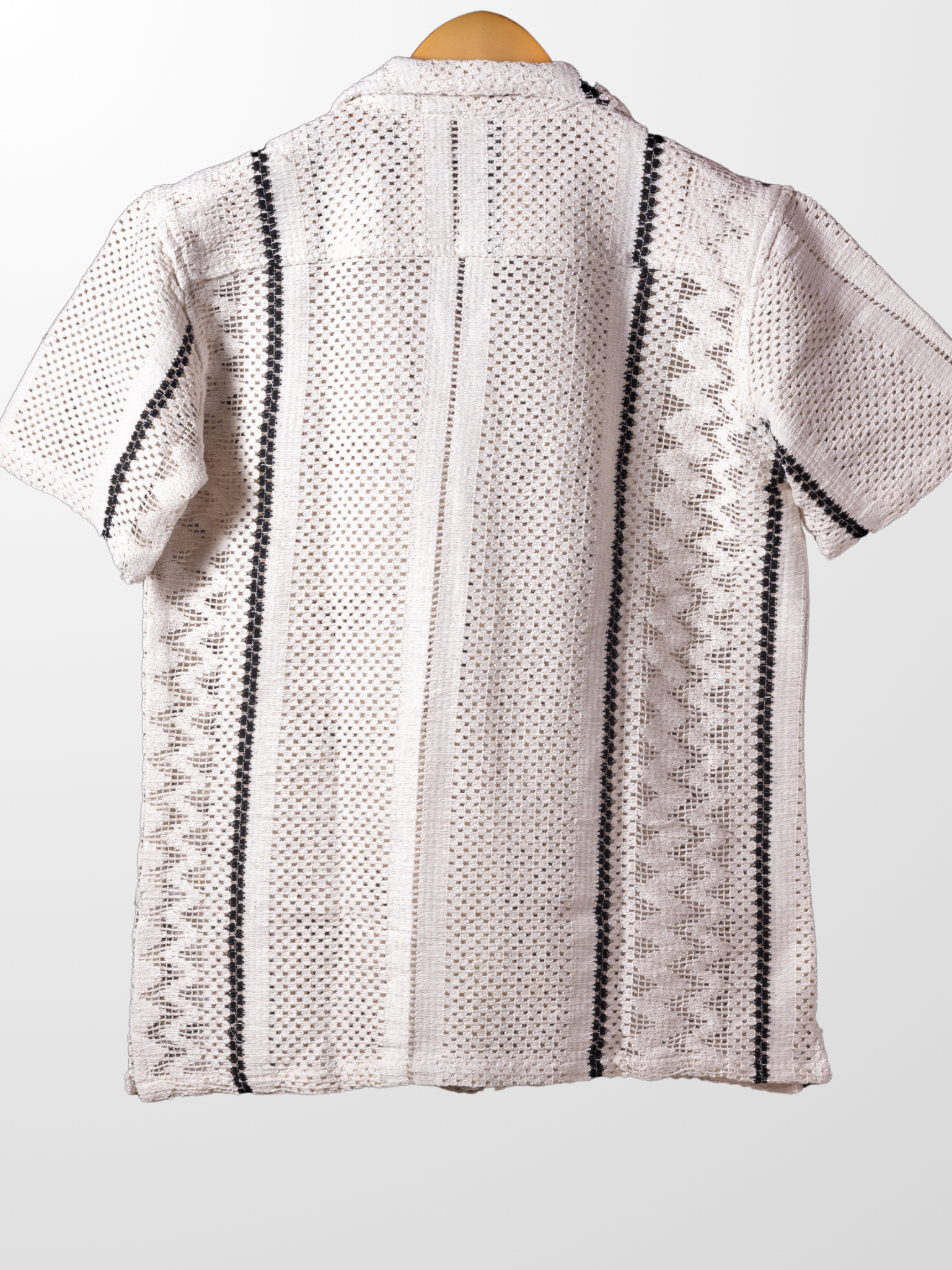White Knitted Half Sleeves Shirt