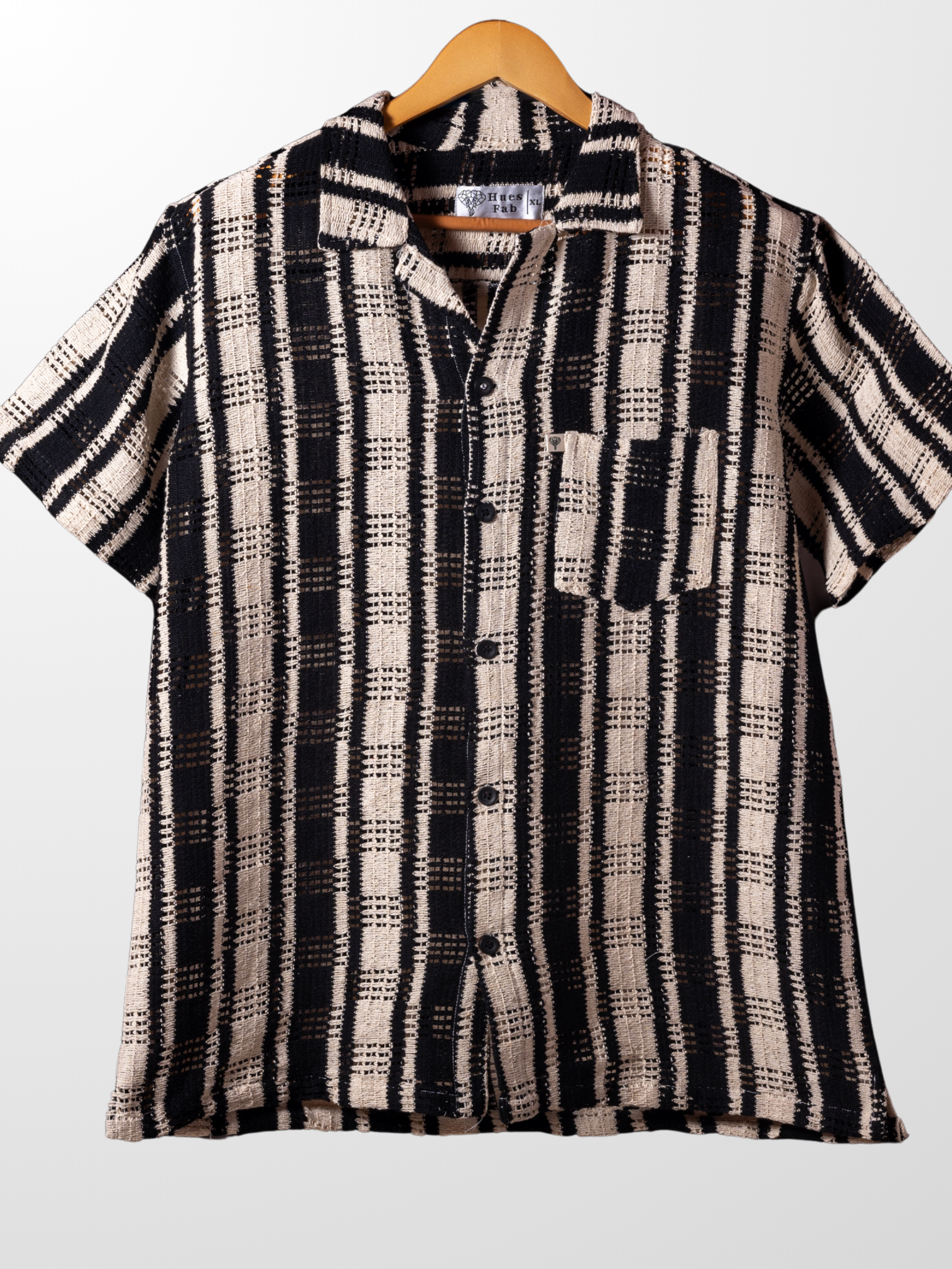Black – White Knitted Half Sleeves Shirt