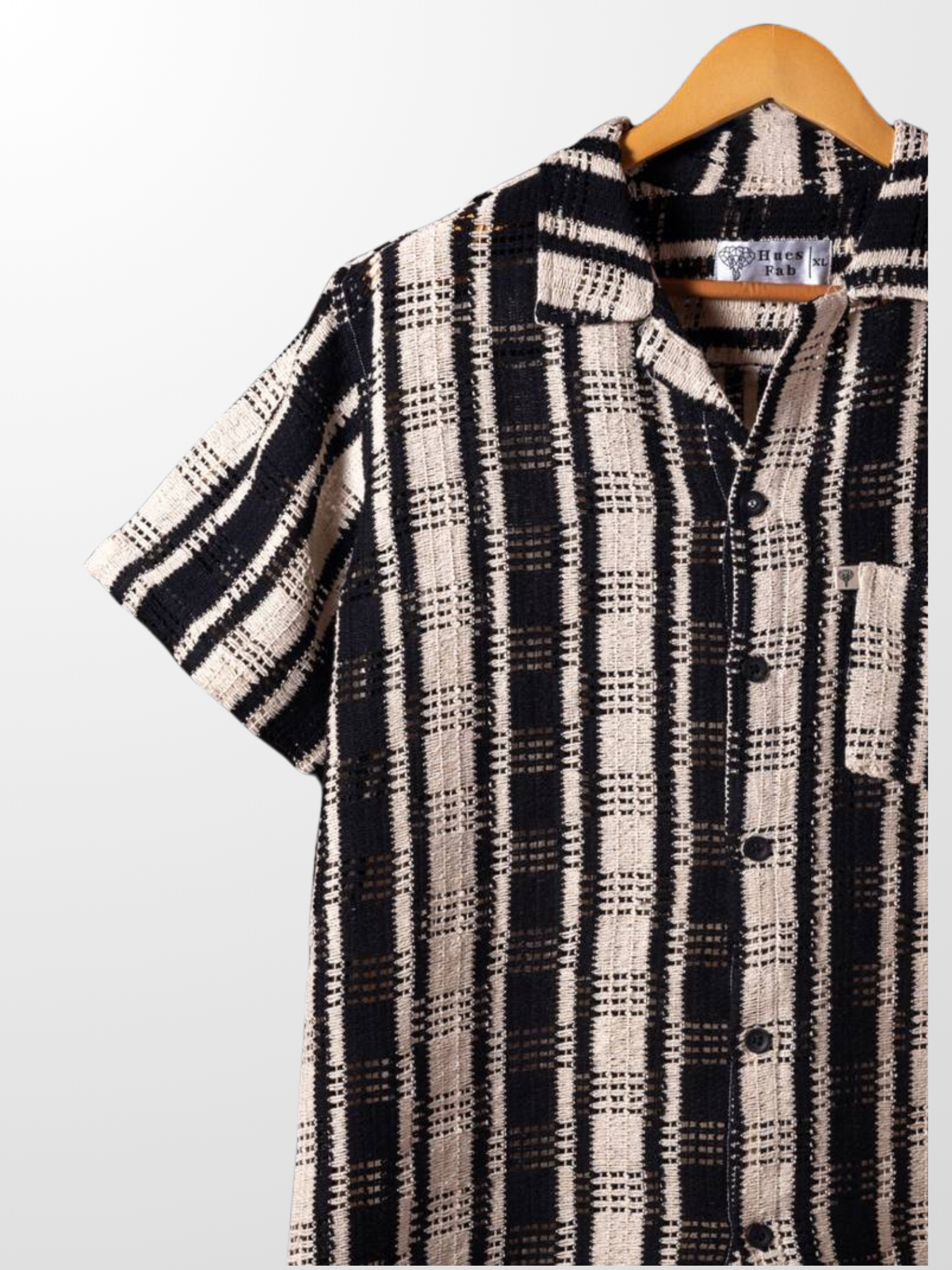 Black – White Knitted Half Sleeves Shirt