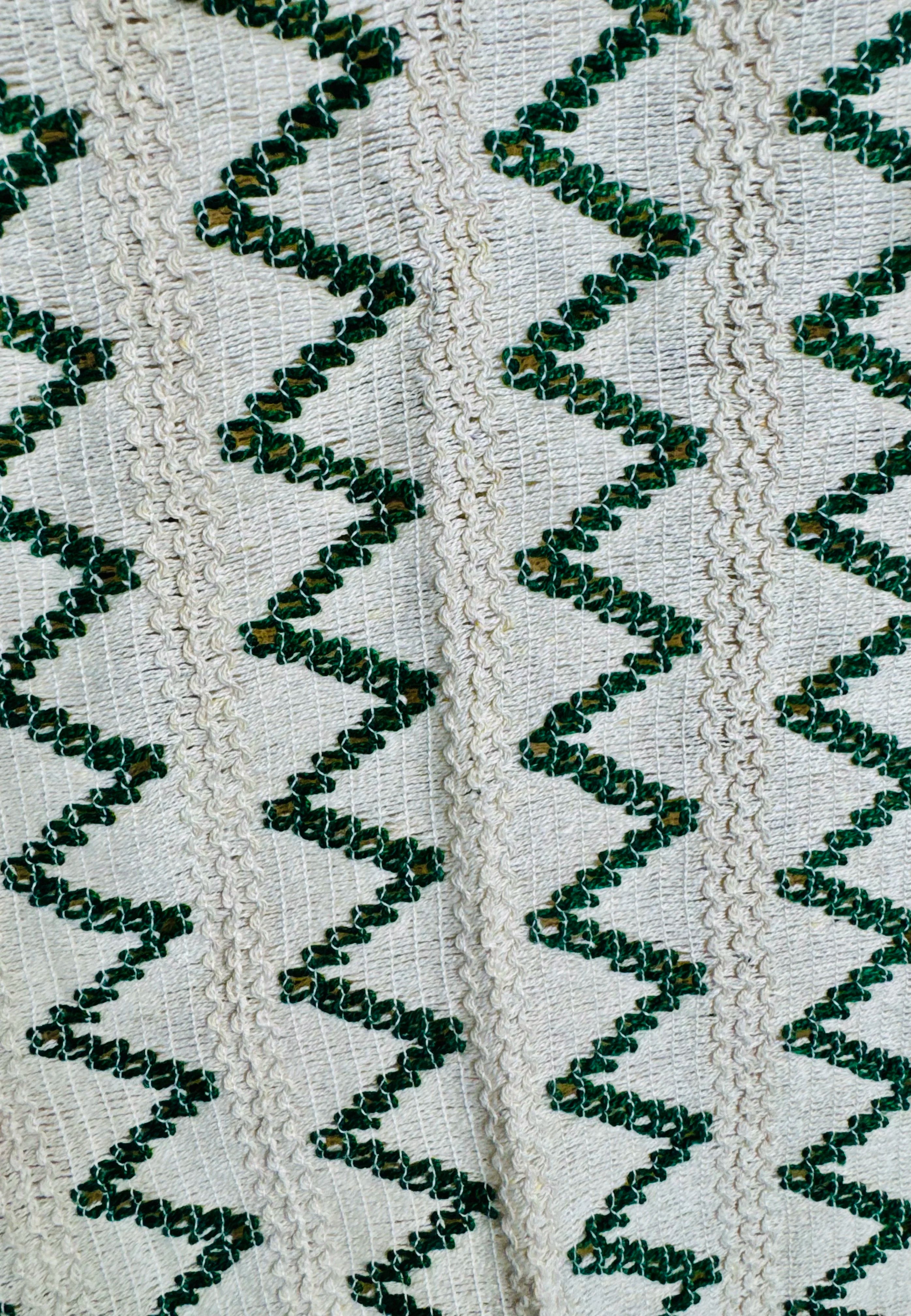 Cream green Zig Zag Knitted Half Sleeves Shirt