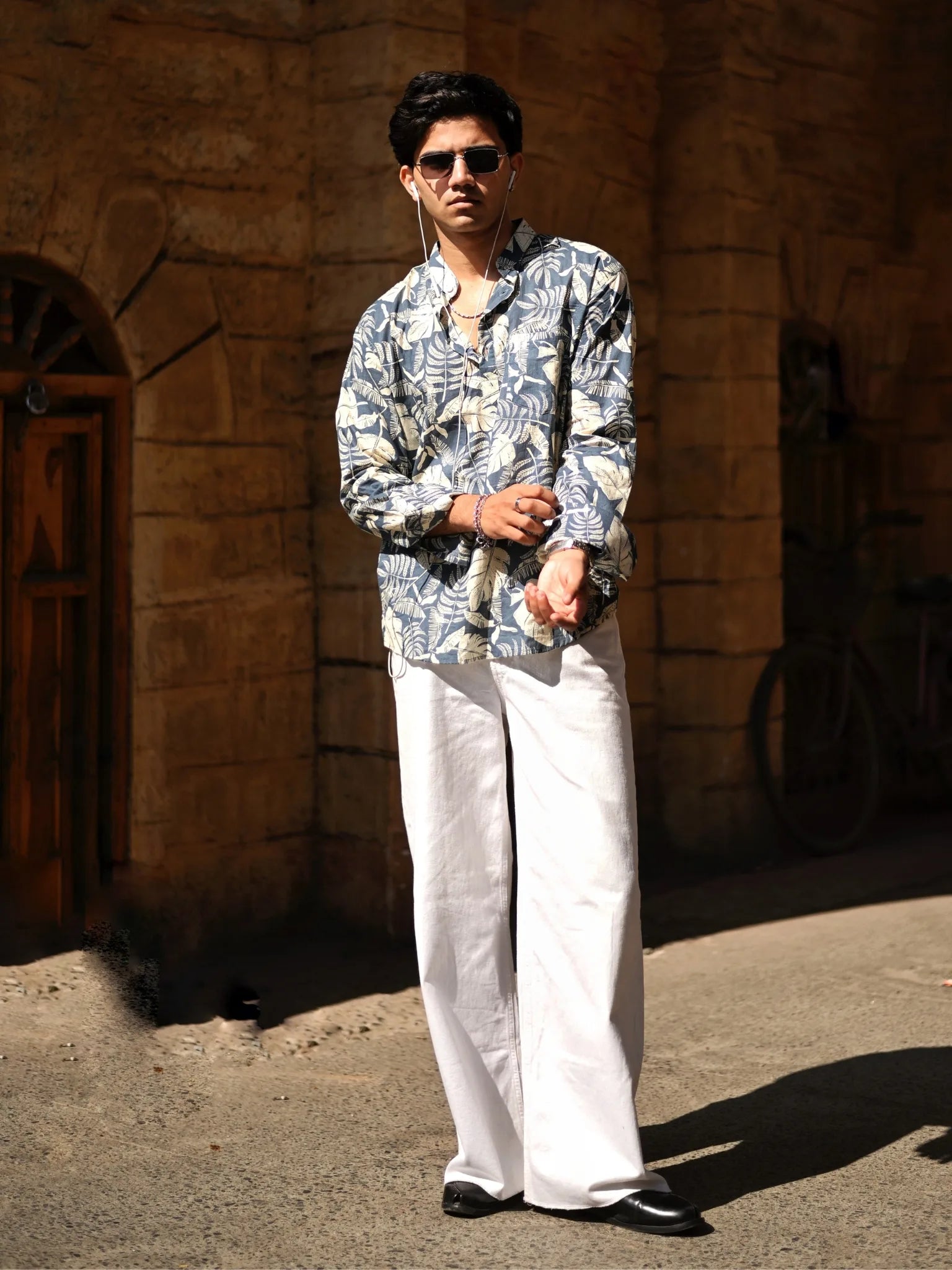 Blue Tropic Printed Short Kurta