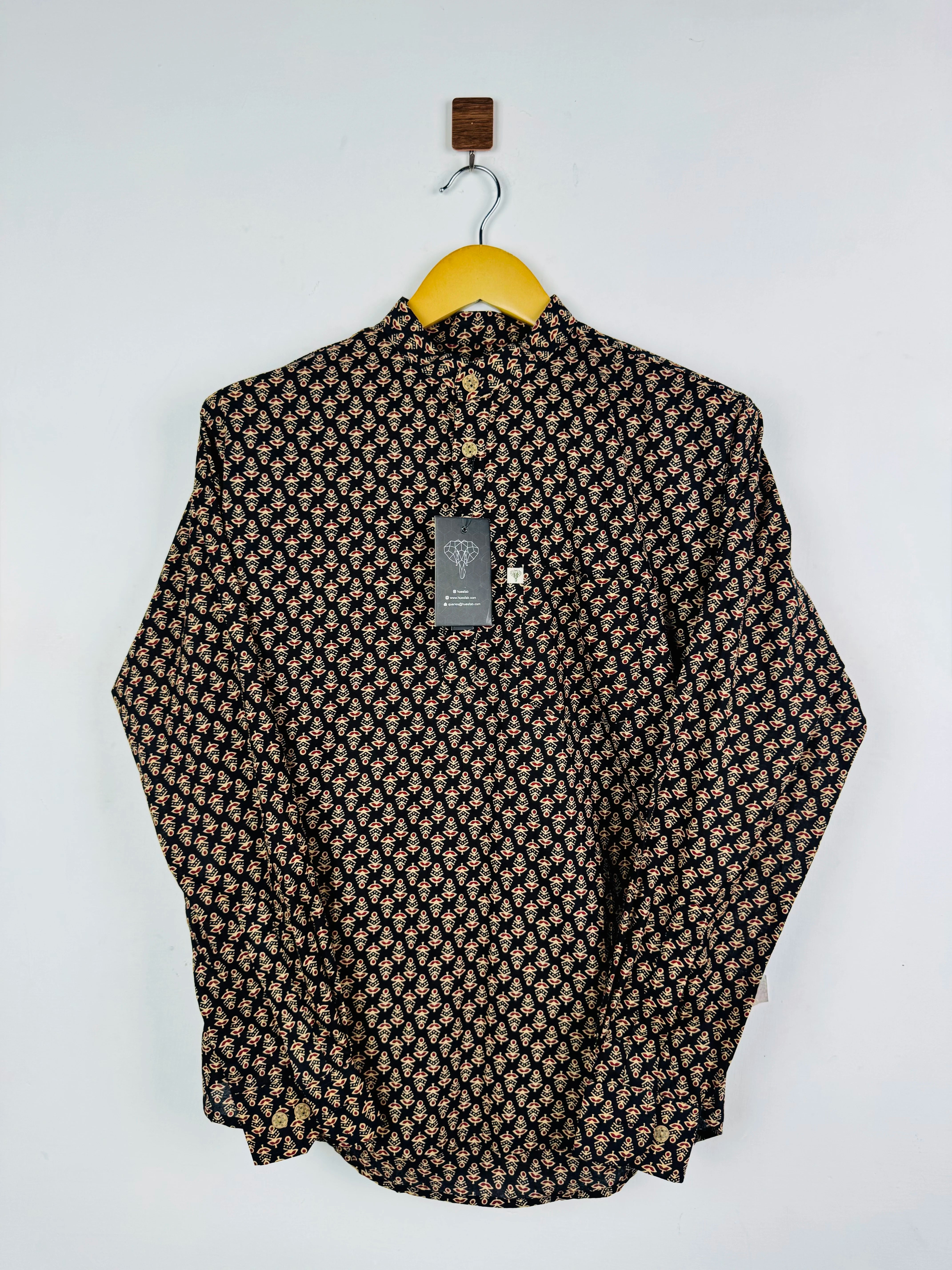 Black - Brown Motifs Short Kurta