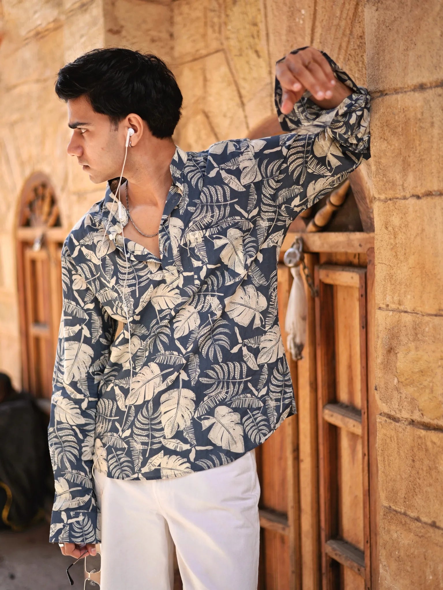 Blue Tropic Printed Short Kurta