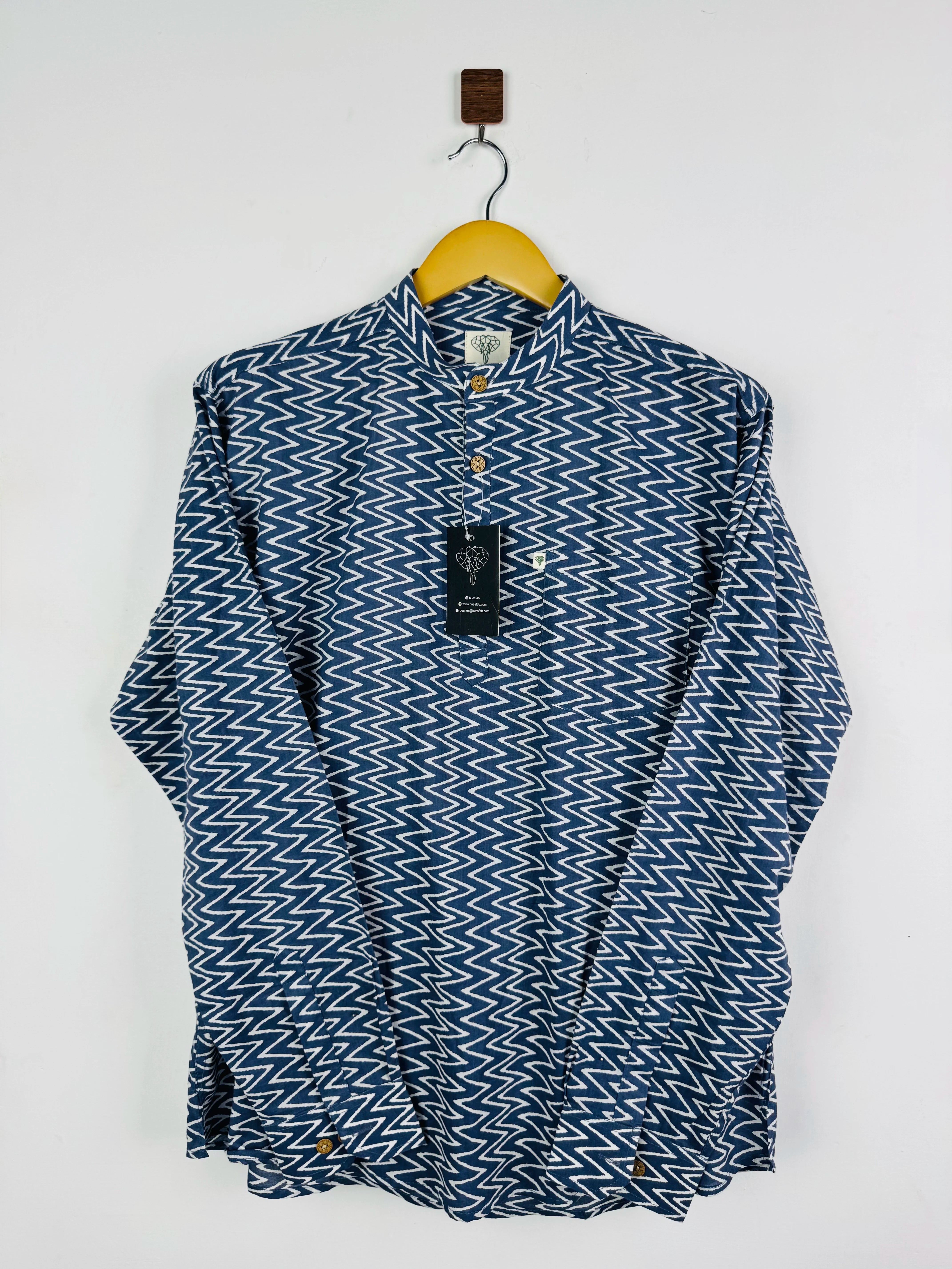 Grey Zig Zag Printed Short Kurta