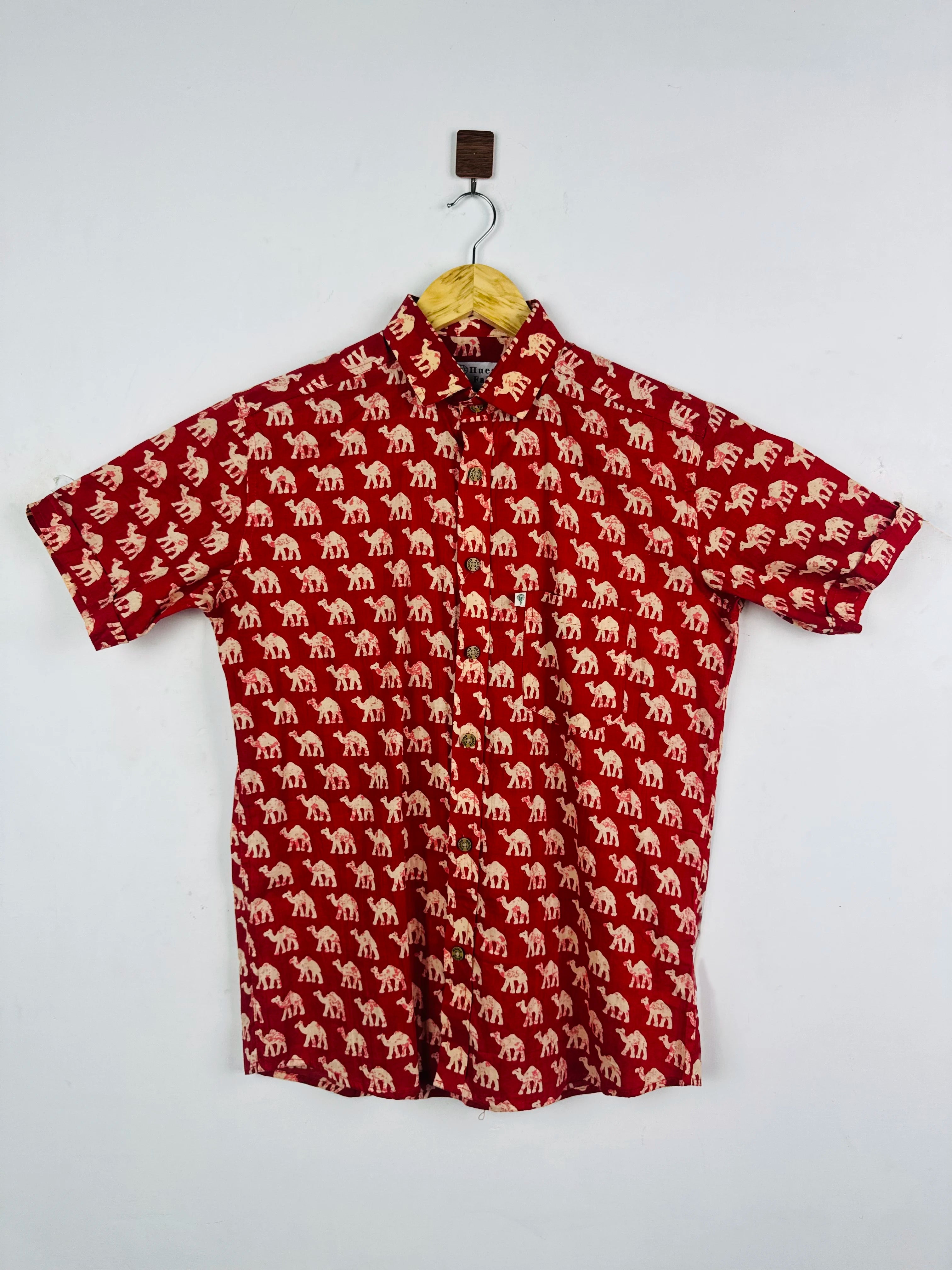 Red Camel Printed Half Sleeves Shirt