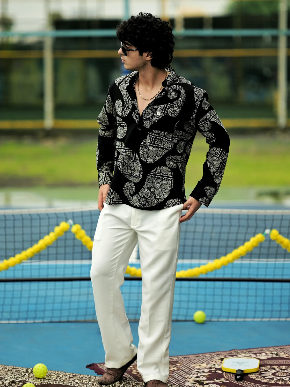 Midnight Vintage Paisley Short Kurta