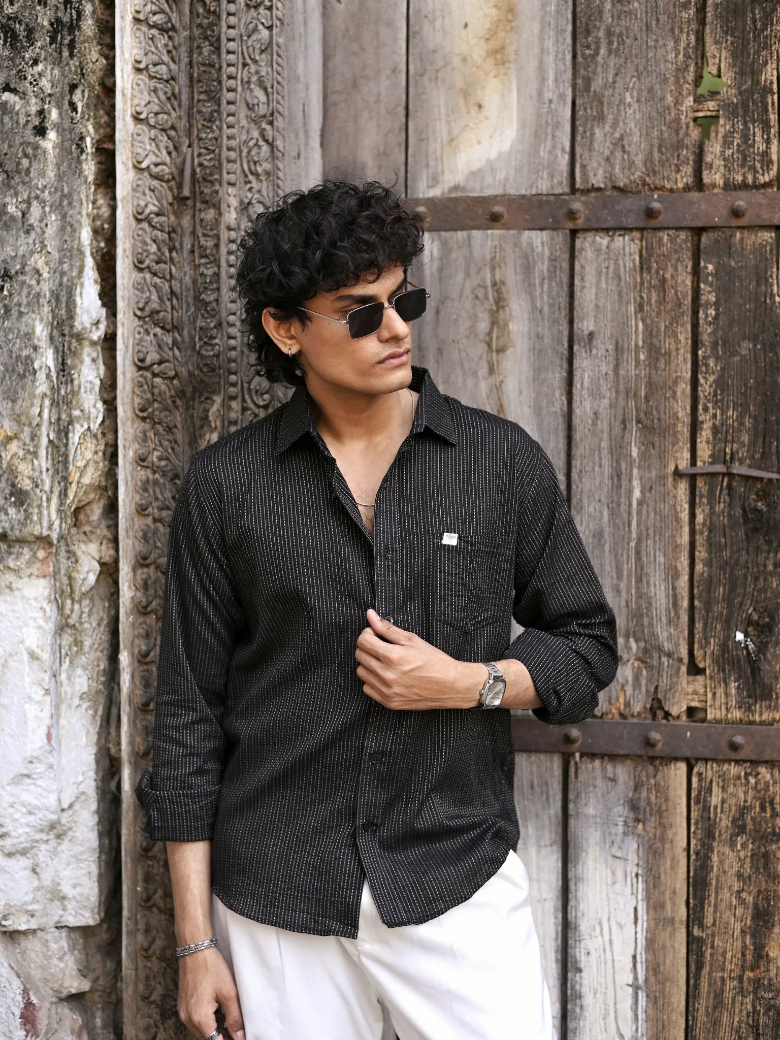 Black Kantha Full Sleeves Shirt