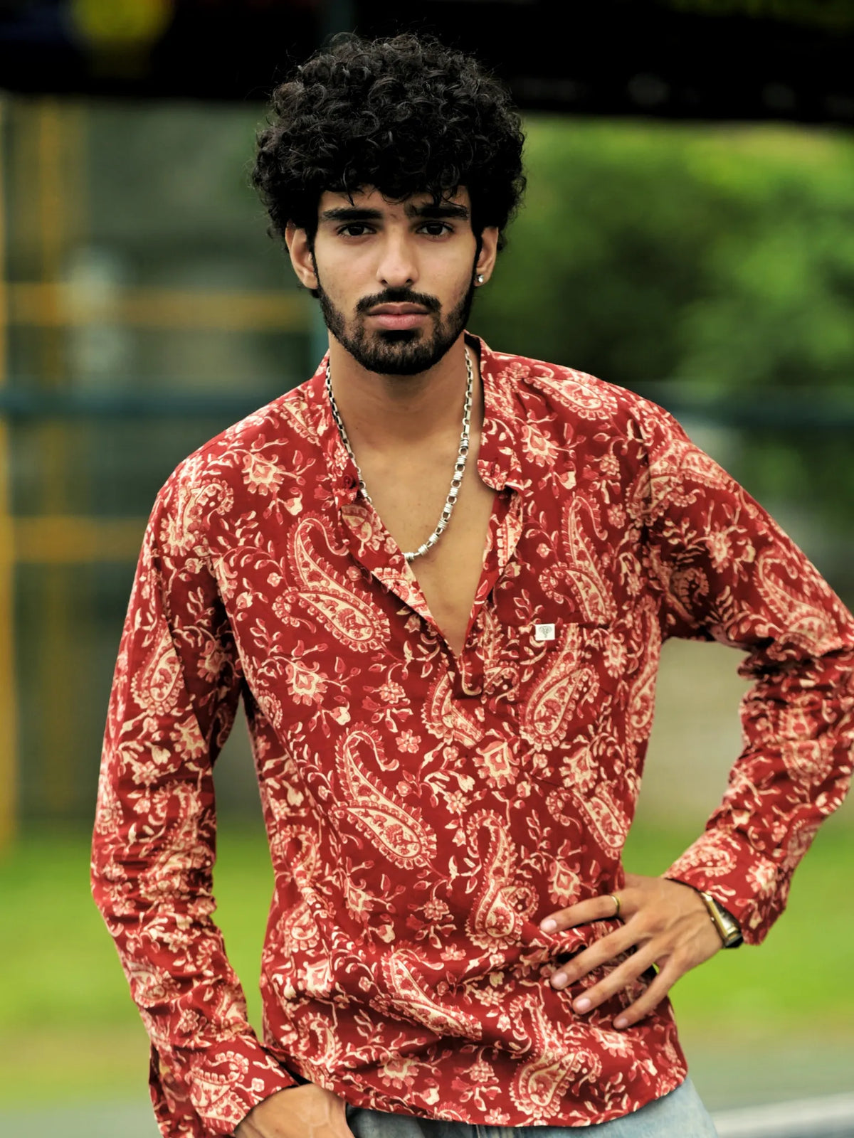 Maroon Folk Paisley Short Kurta