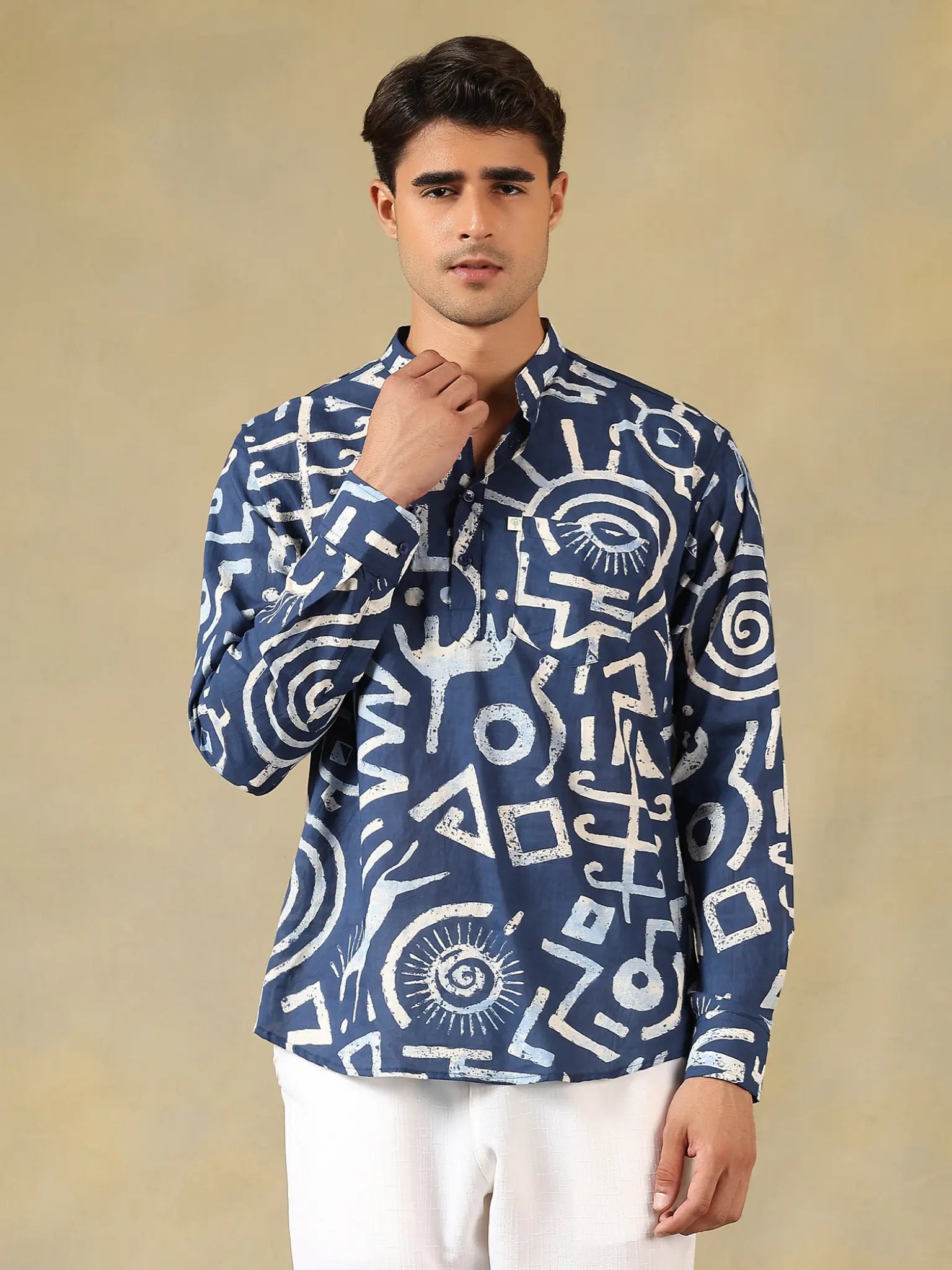 Blue Celestial Printed Short Kurta