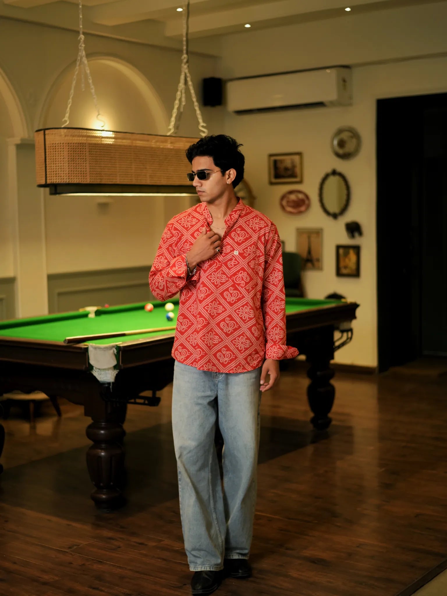 Red bandhani Printed short kurta