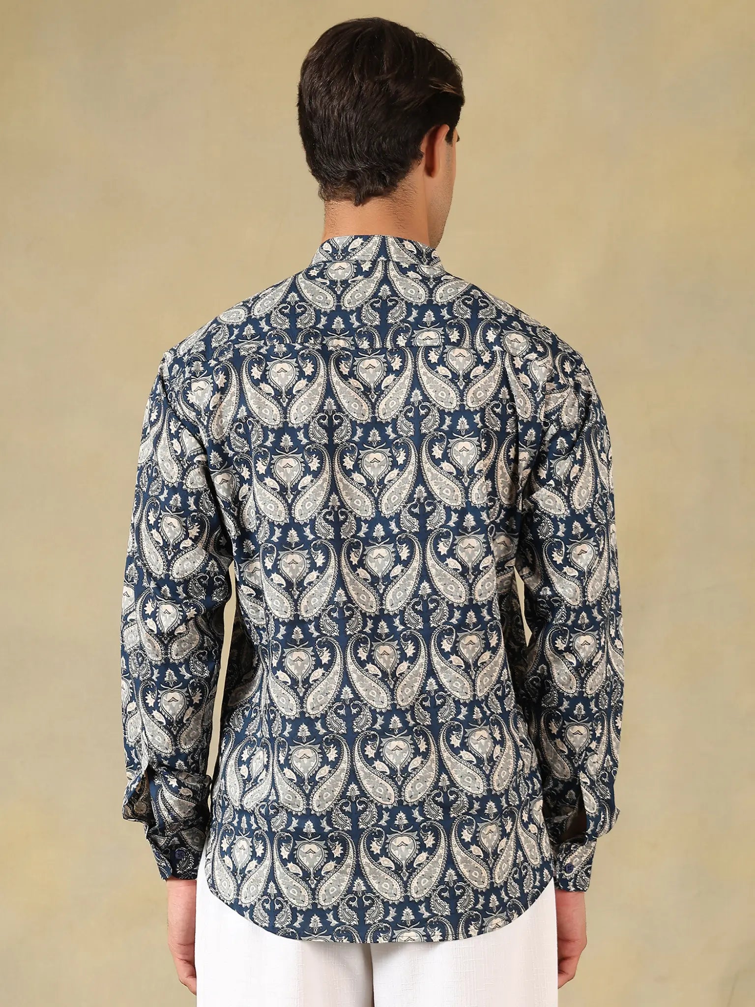navy blue paisley short kurta