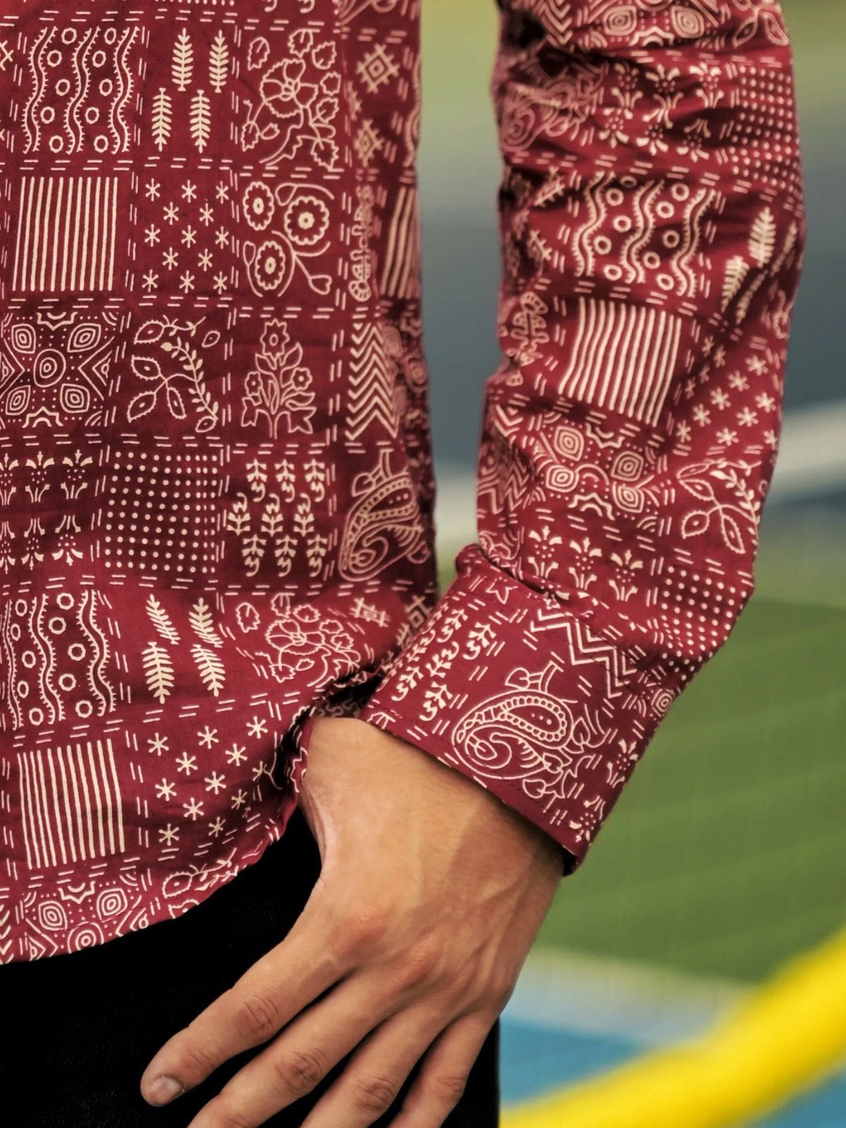 Maroon Art Short Kurta