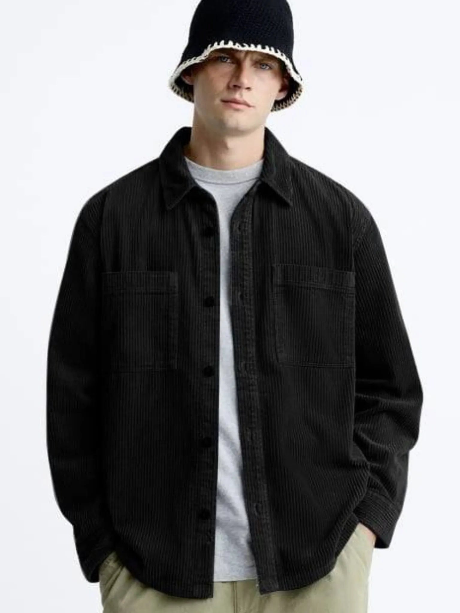 Black Premium Corduroy Oversized Shirt