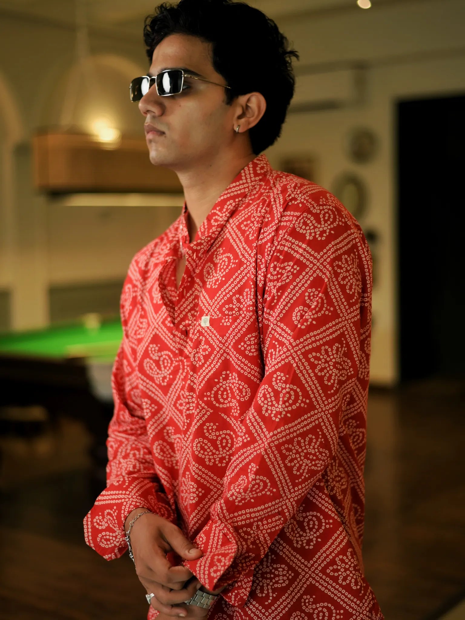 Red bandhani Printed short kurta