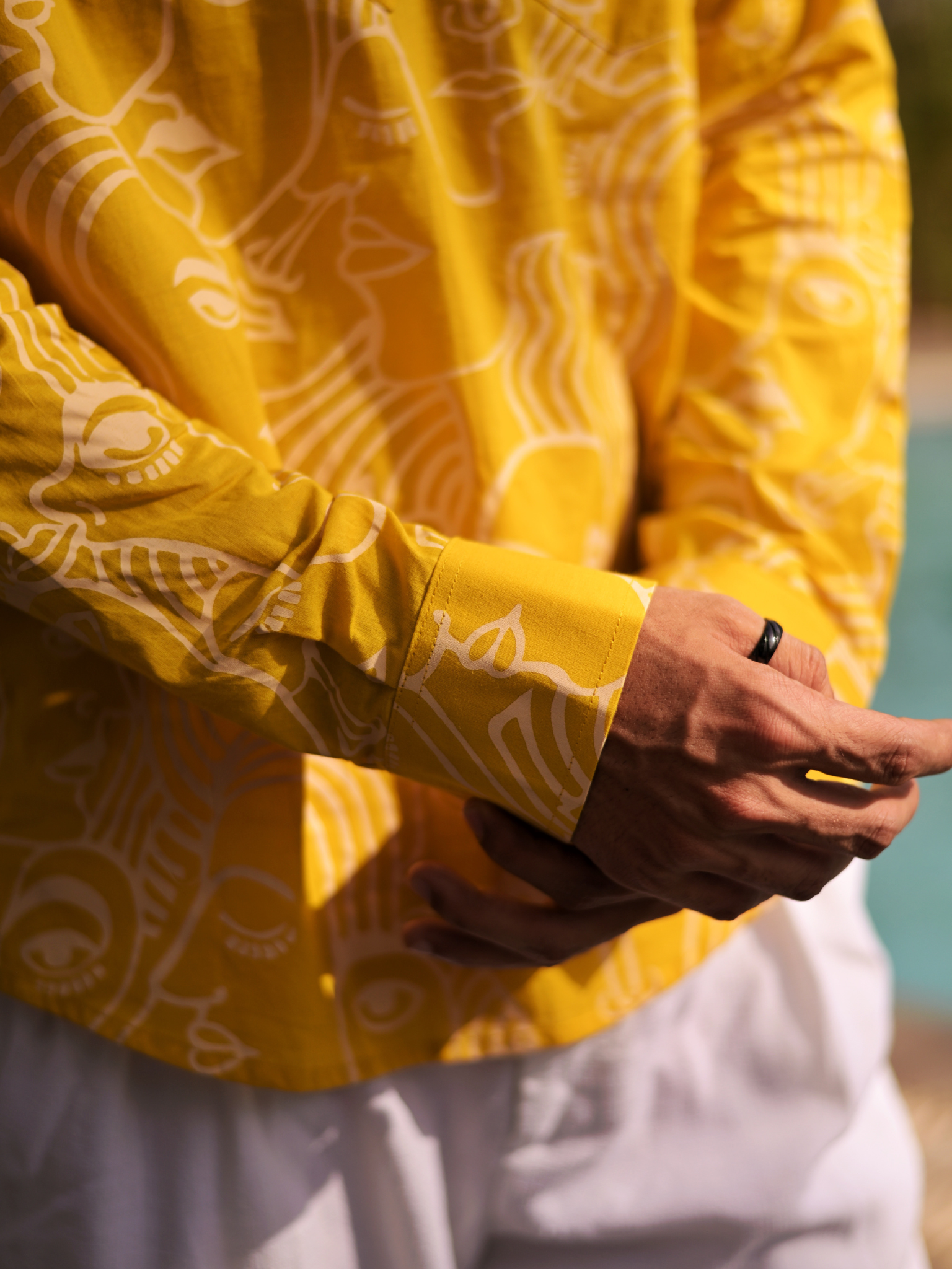Mustard facerart Short Kurta