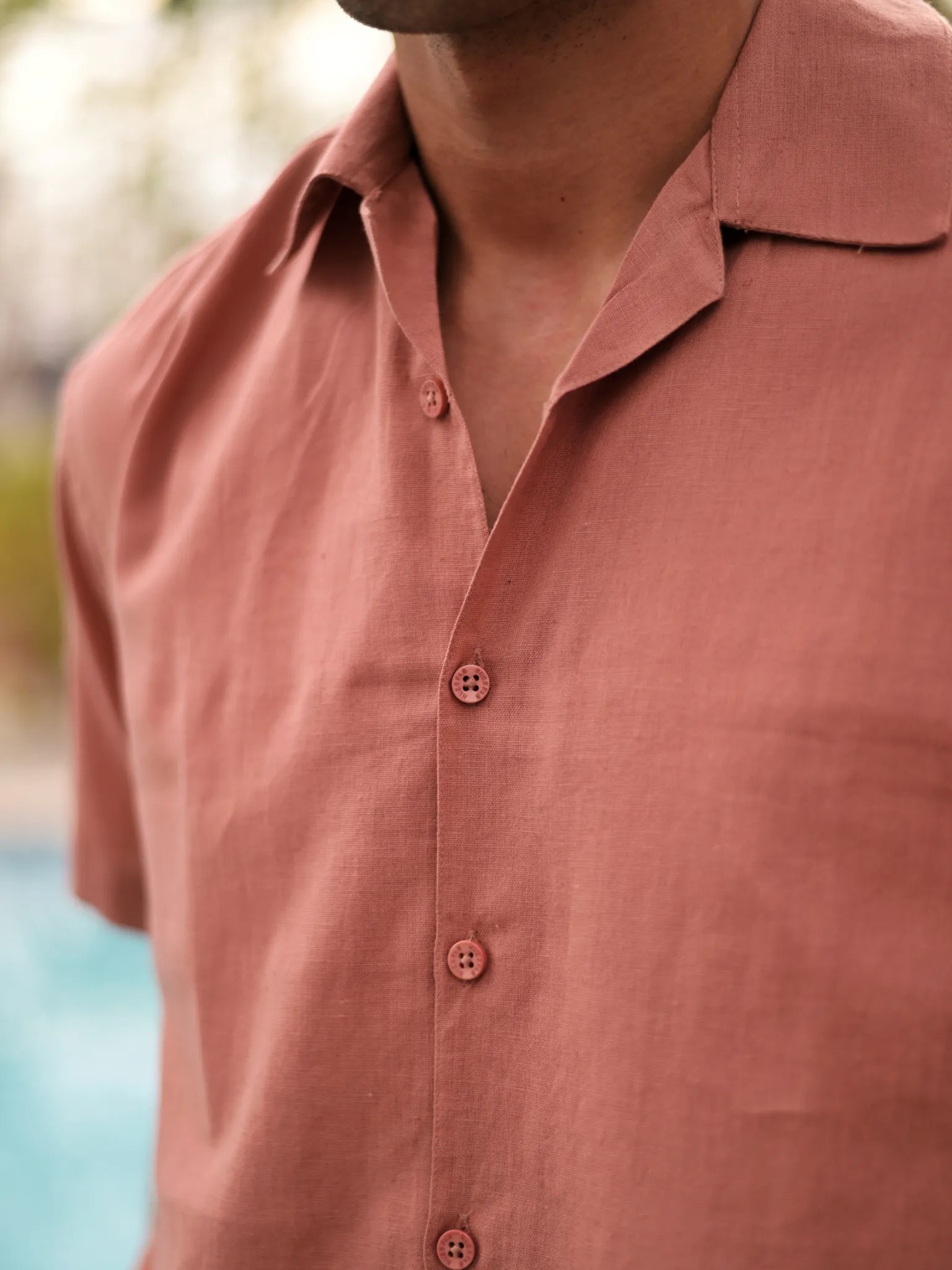 Dusky PInk Flex Cuban Collar Shirt