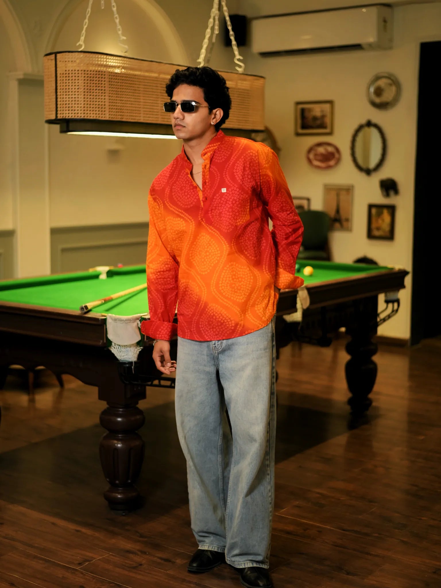 Vermillion Bandej printed Short Kurta