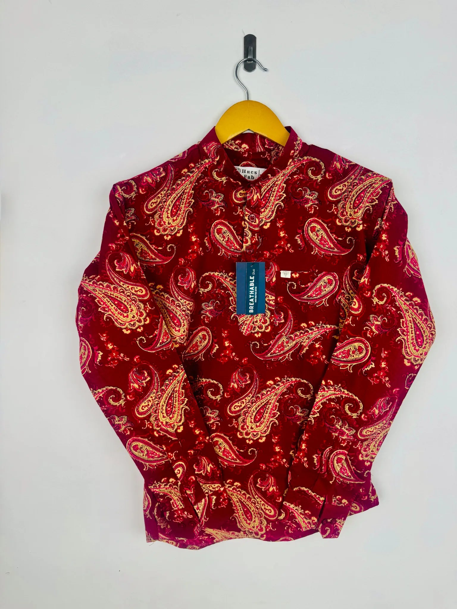 Maroon Paisley Printed short kurta