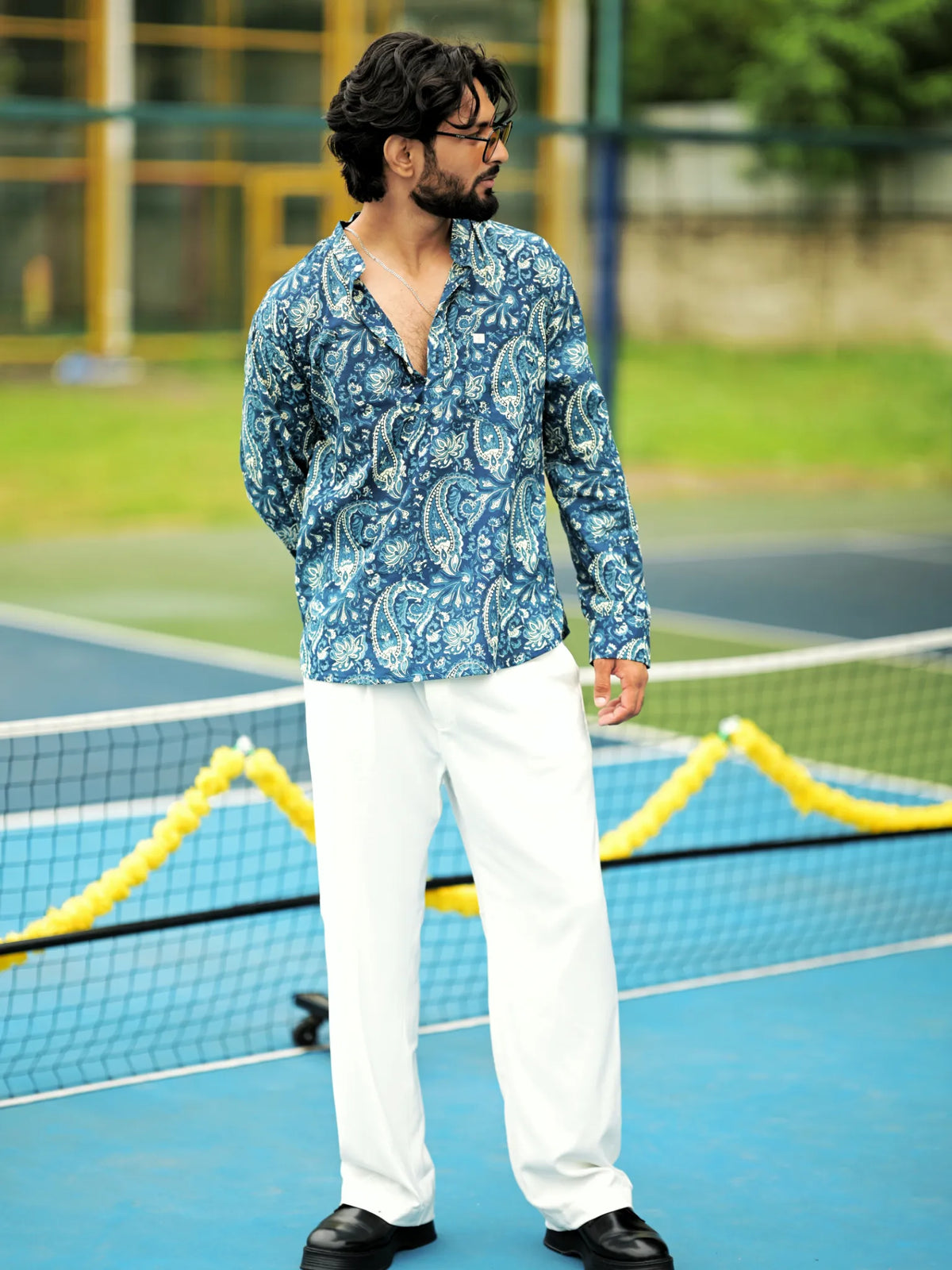 Sky Blue Paisley Printed Short Kurta