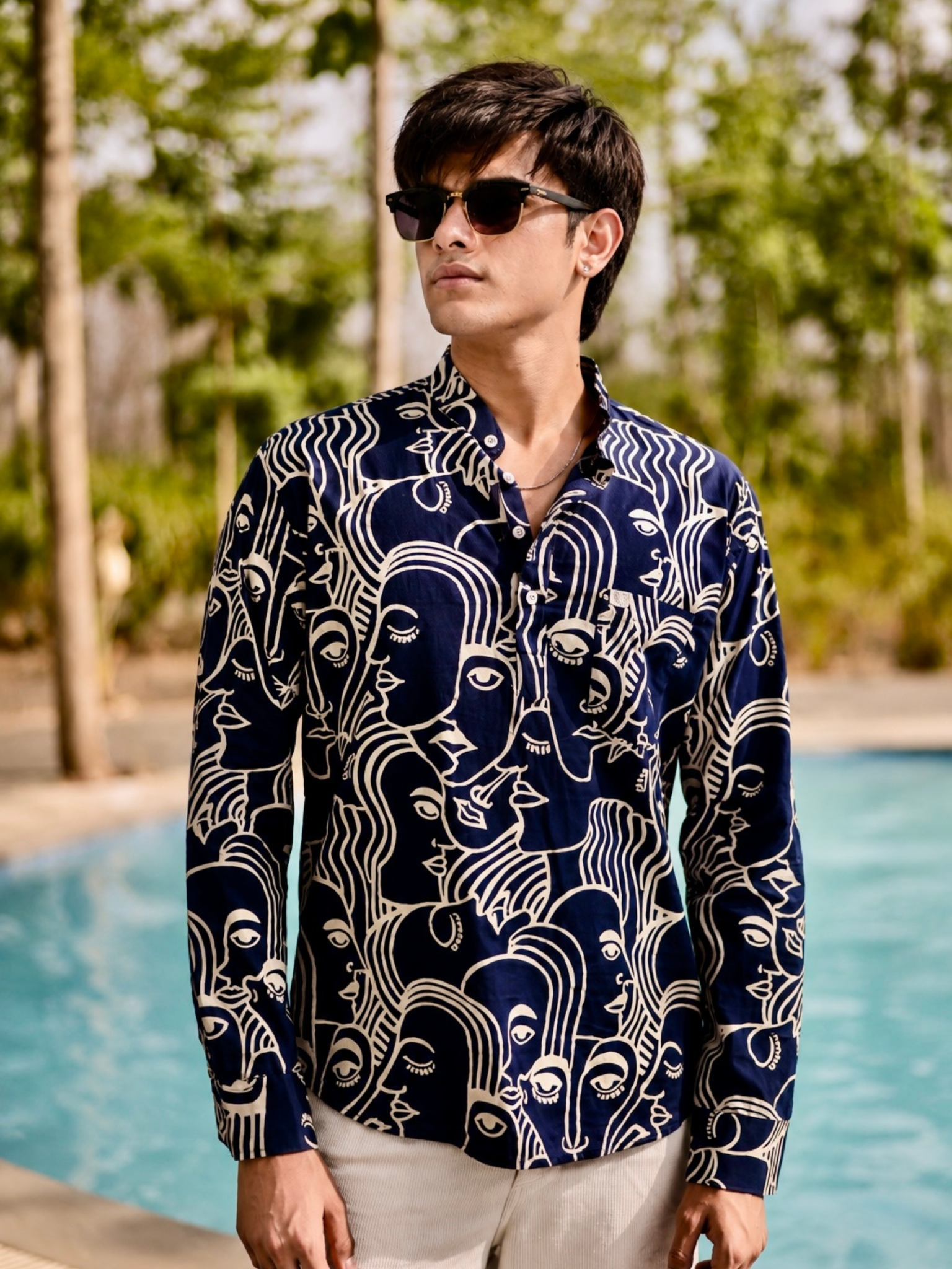 Navyblue facerart Short Kurta