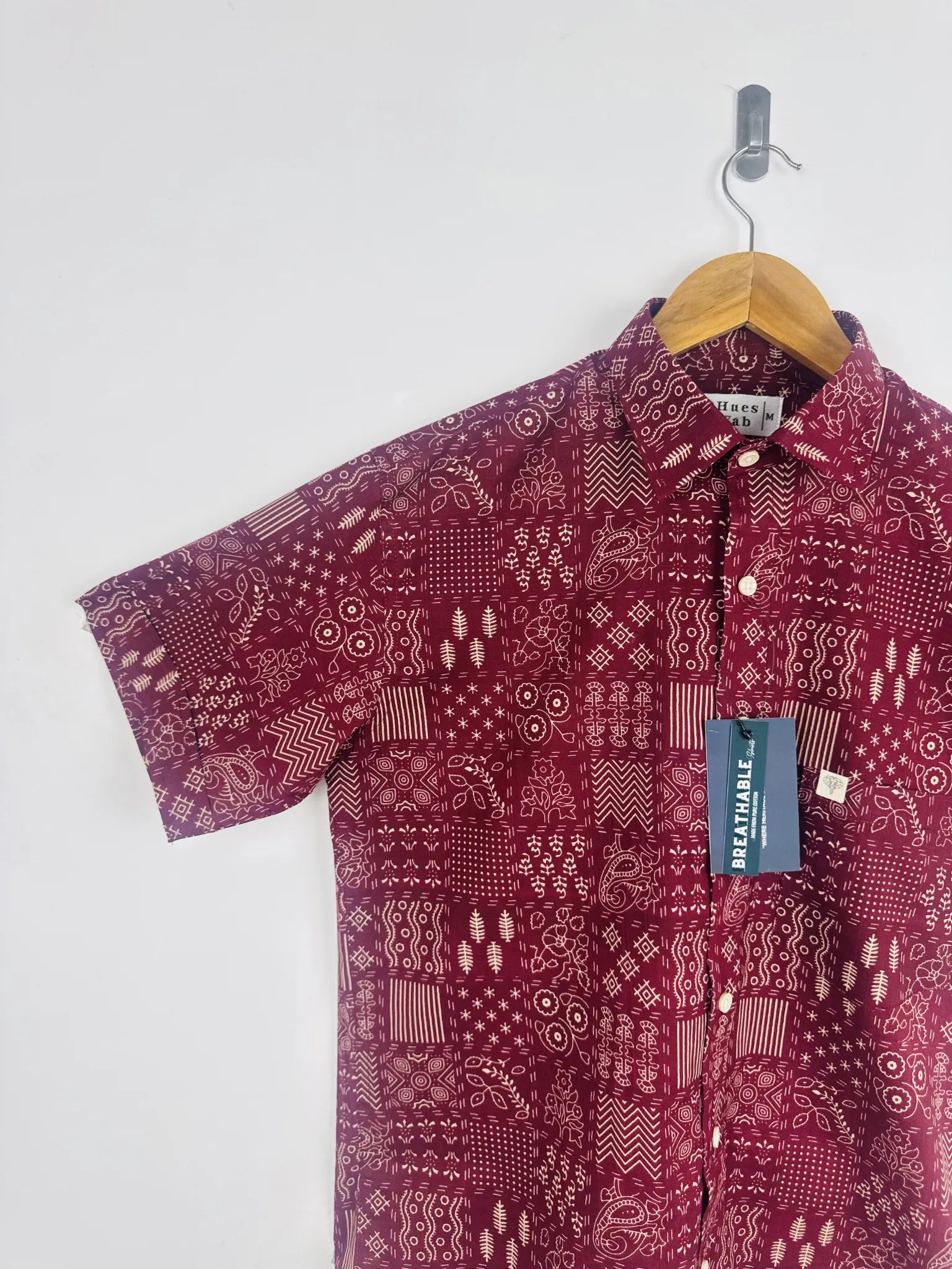 Mahroon Mosaic half sleeves shirt