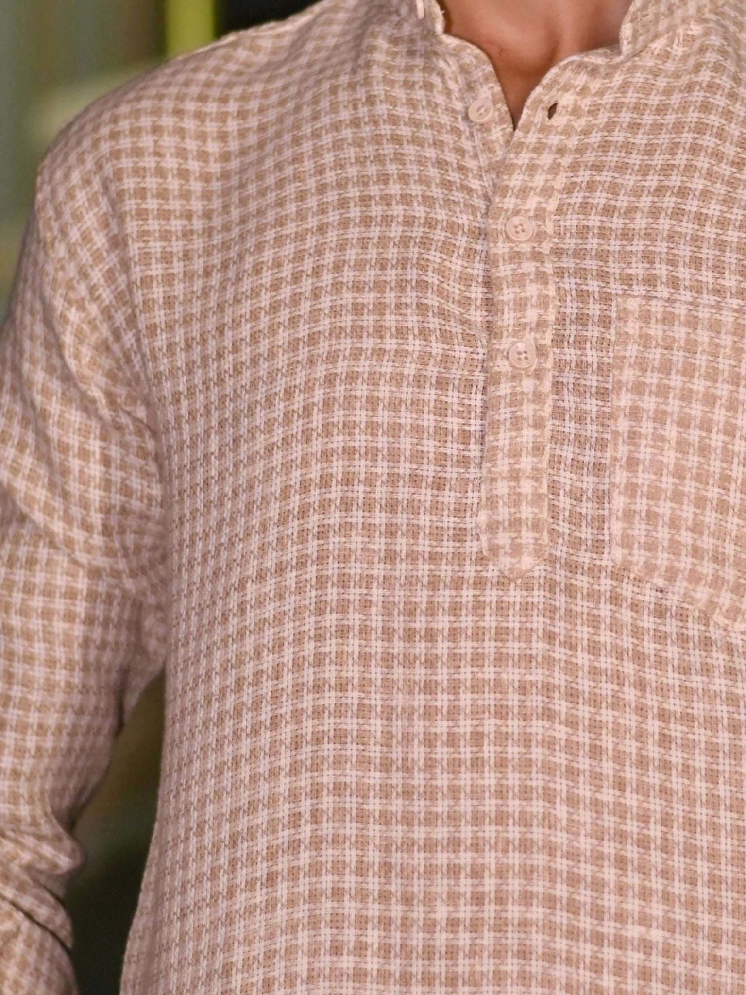 Tan Self pattern yarn Dyed Short Kurta