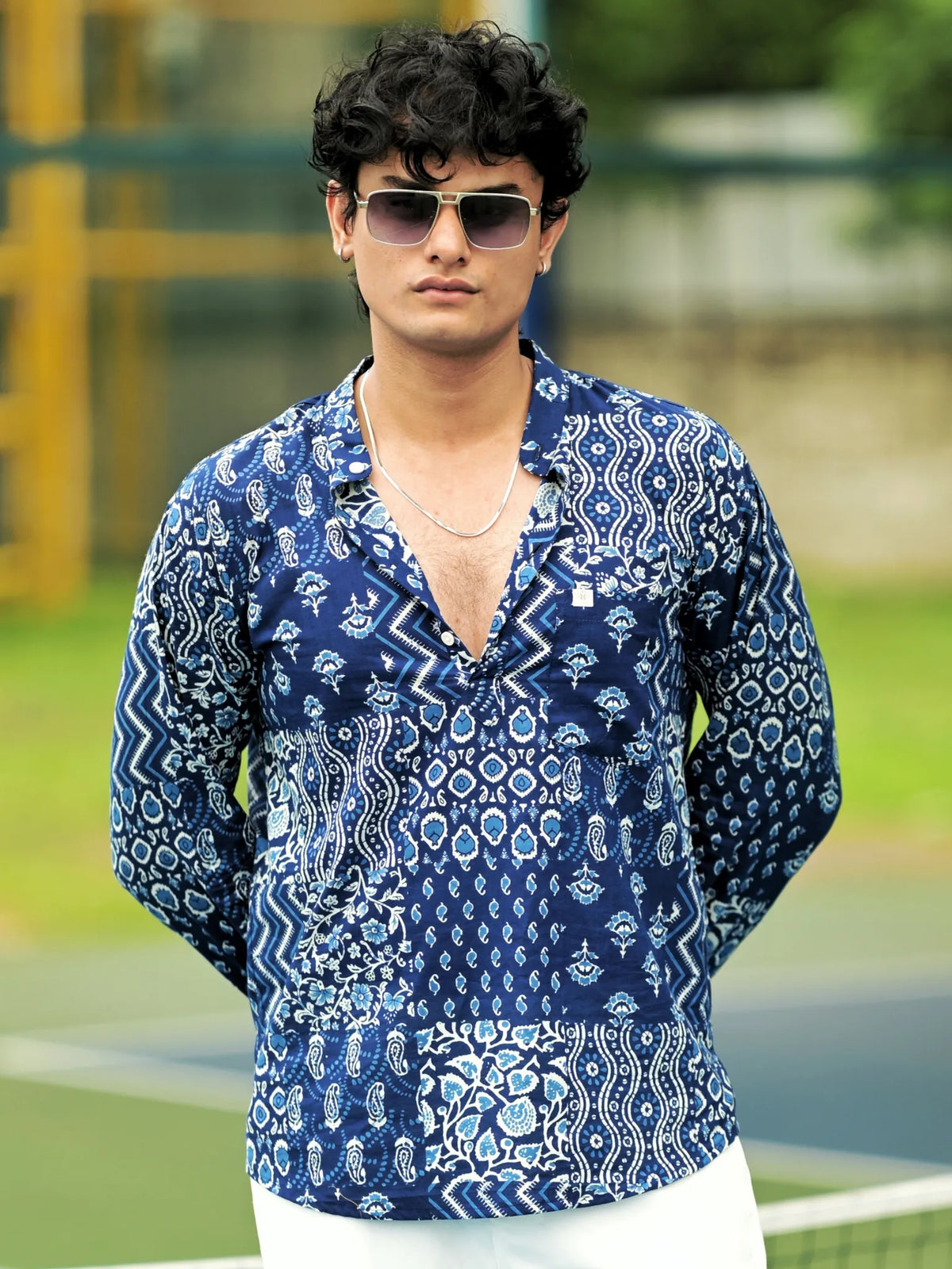 Indigo Patchwork Printed Short Kurta