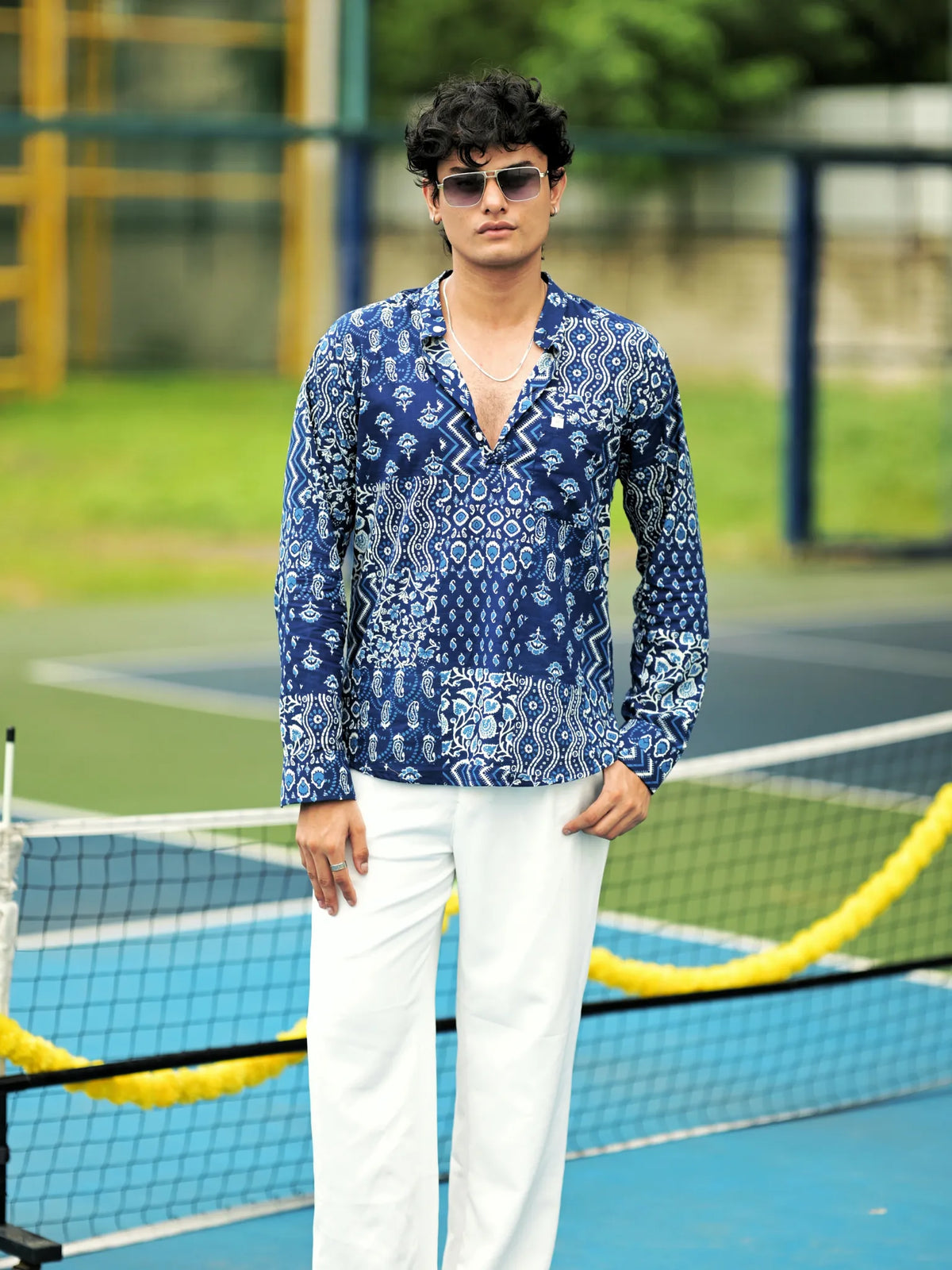 Indigo Patchwork Printed Short Kurta