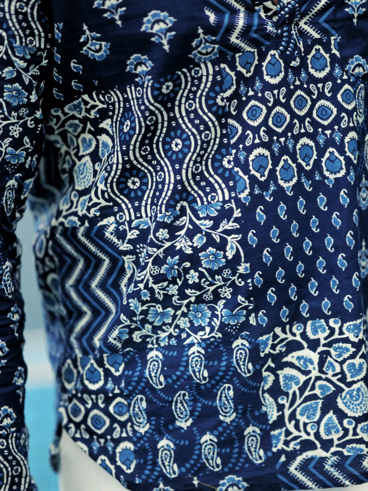 Indigo Patchwork Printed Short Kurta