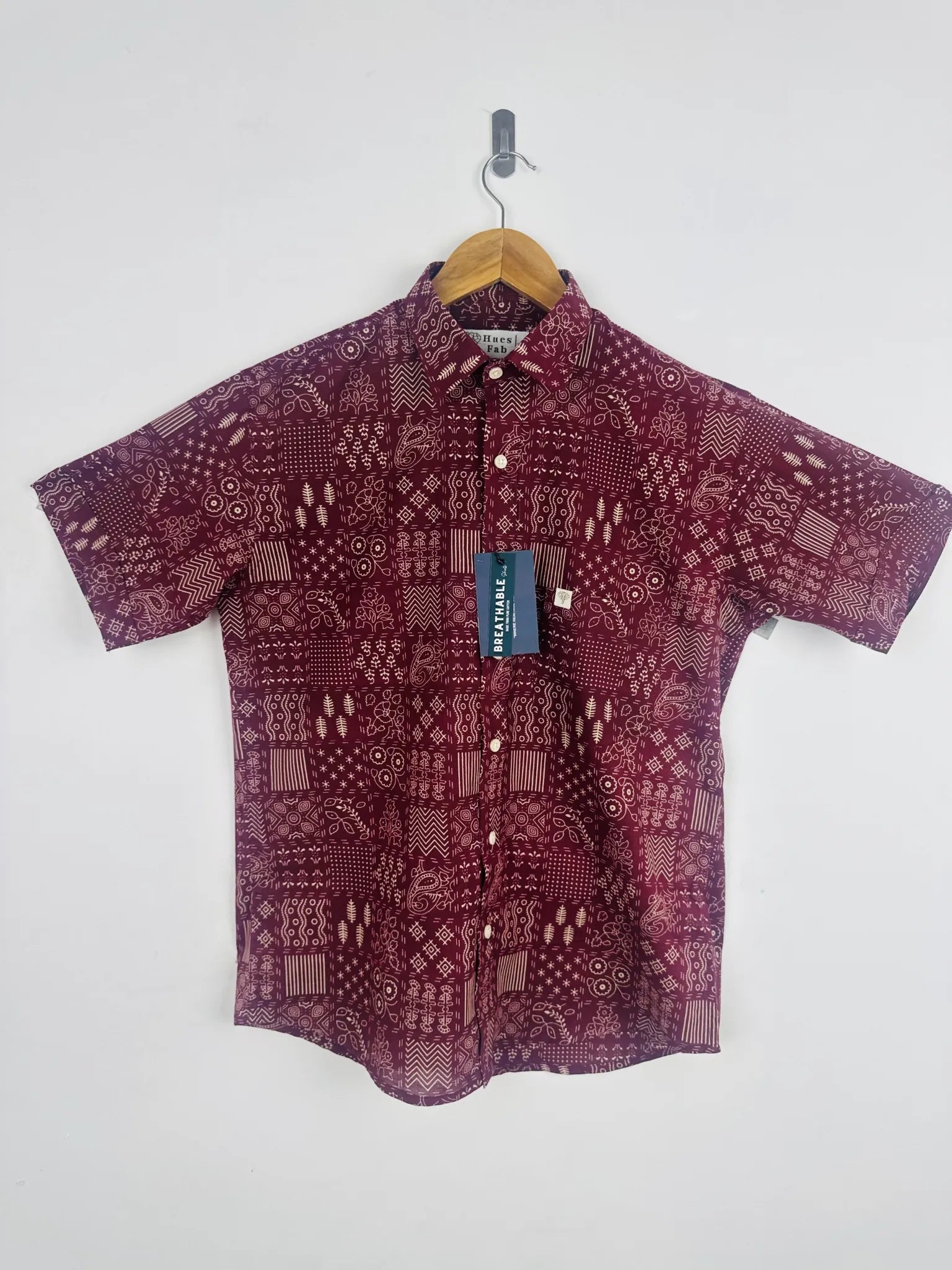 Mahroon Mosaic half sleeves shirt