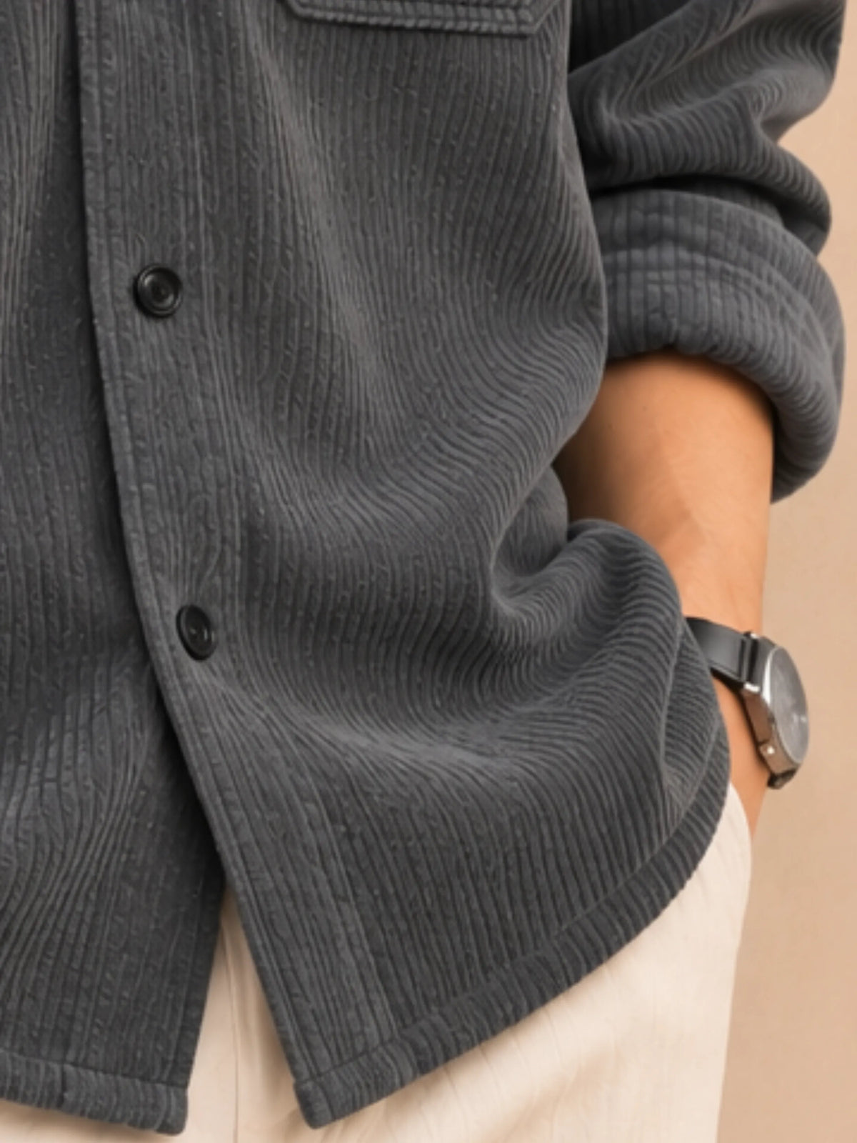 Charcoal Premium Corduroy Oversized Shirt