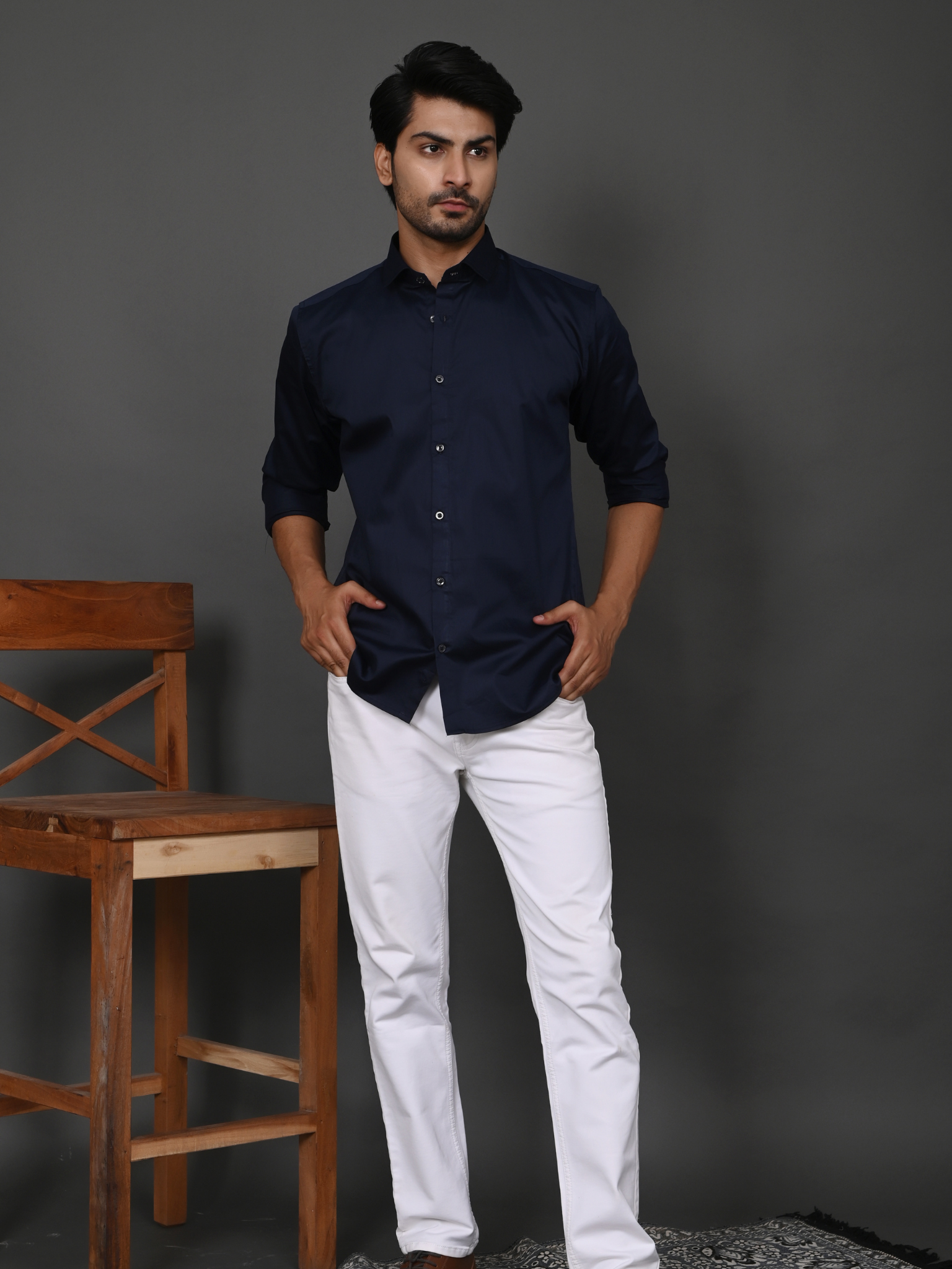Midnight Blue Elite Satin Shirt