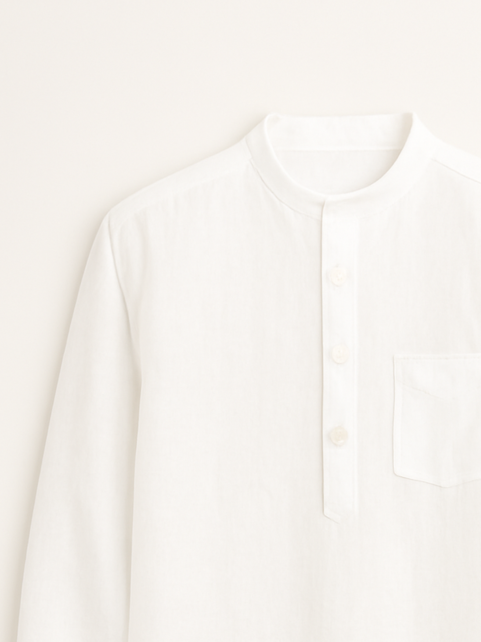 White Linen Blend textured Short Kurta