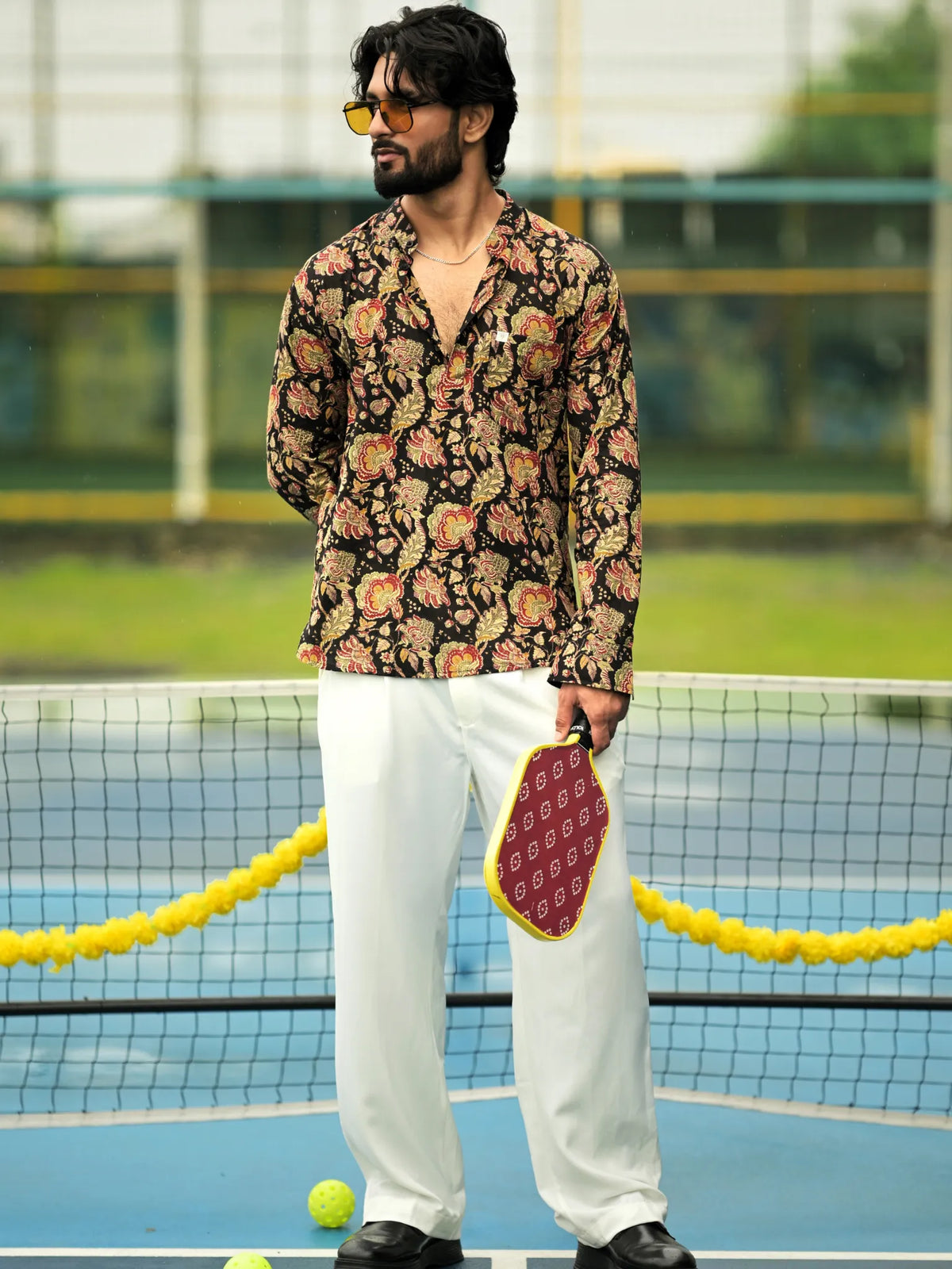 Black Floral Printed Short Kurta