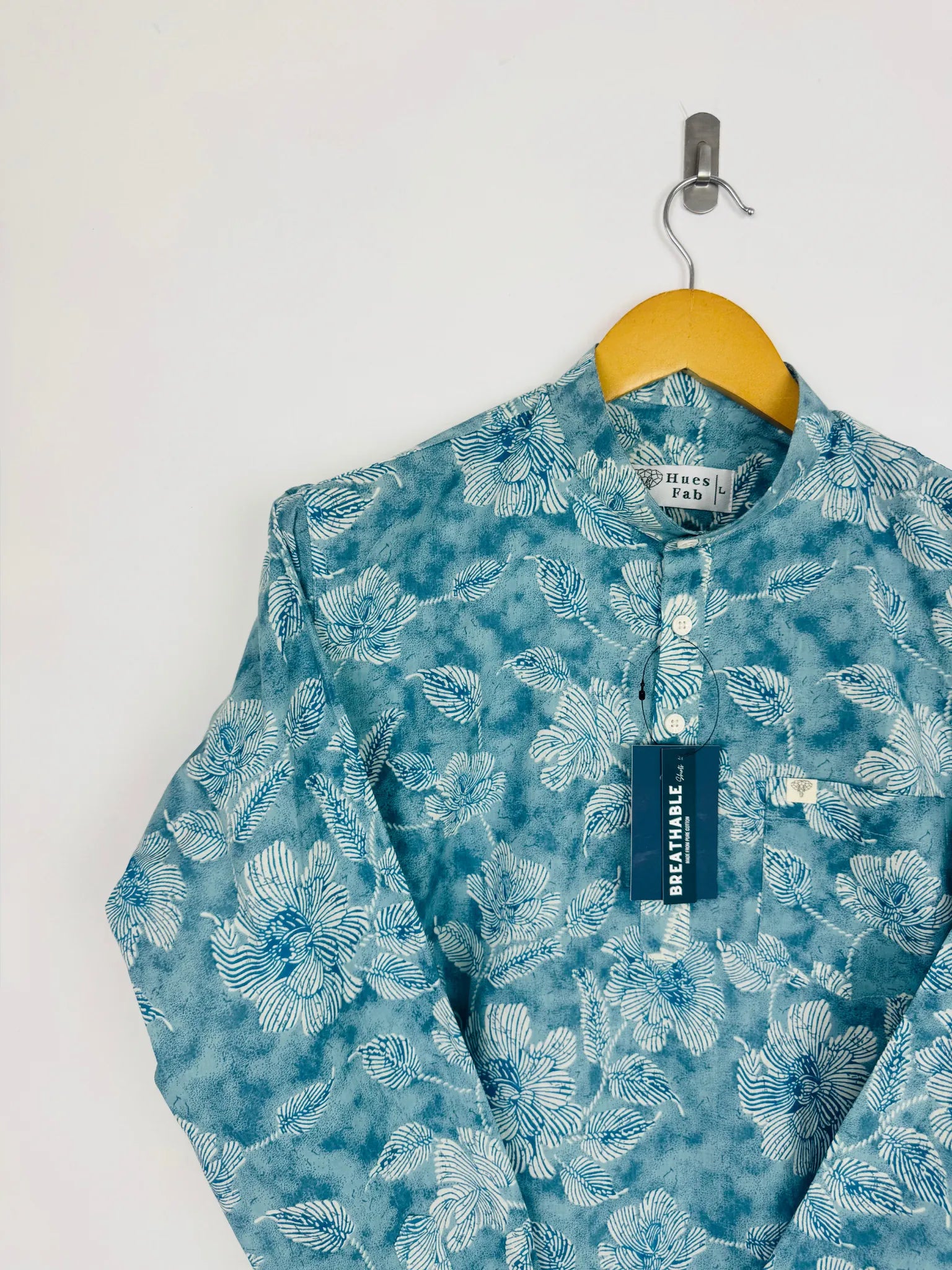 Sky Blue Tiedye floral Printed short kurta