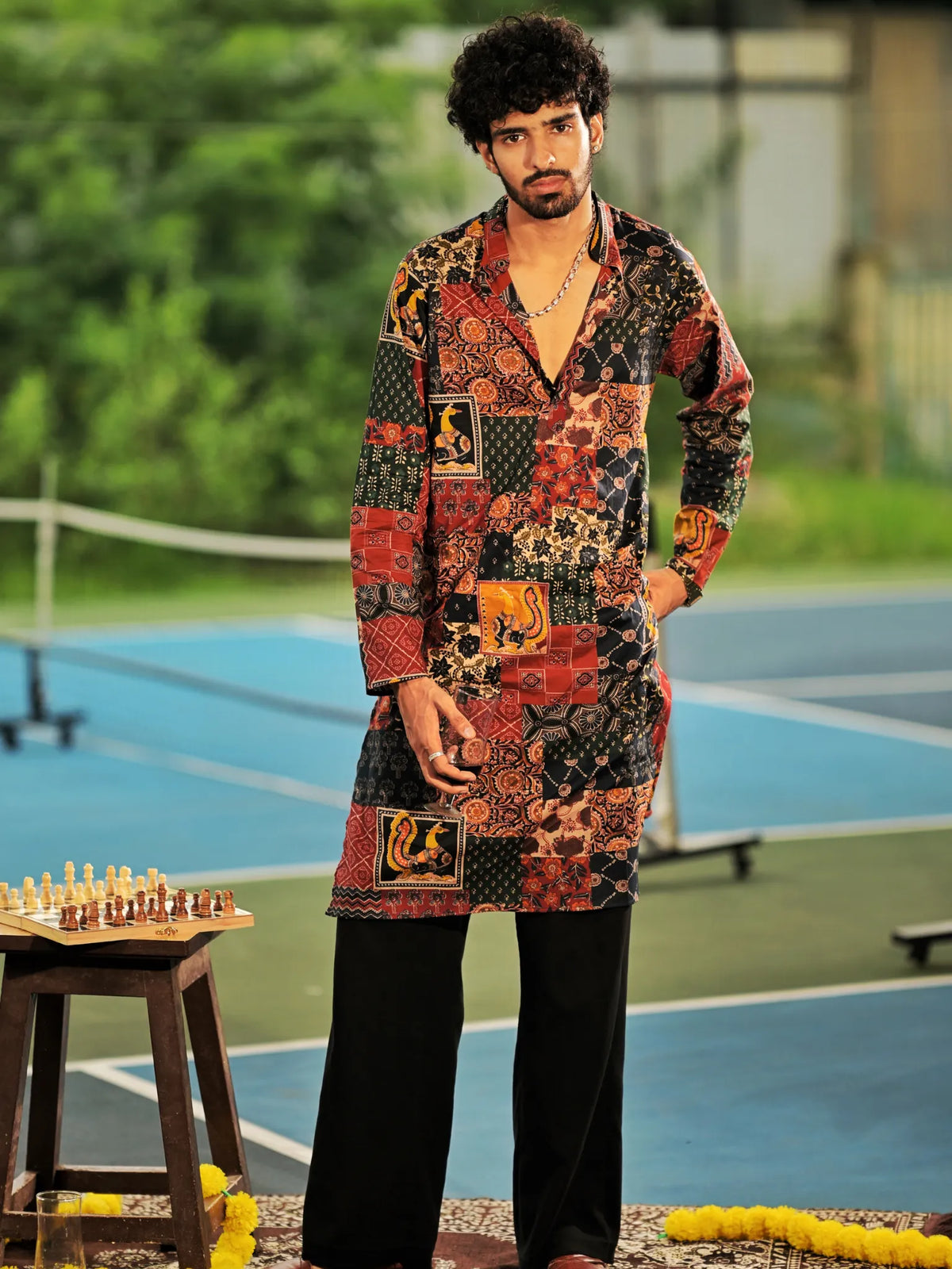 Rust Mosaic long Kurta