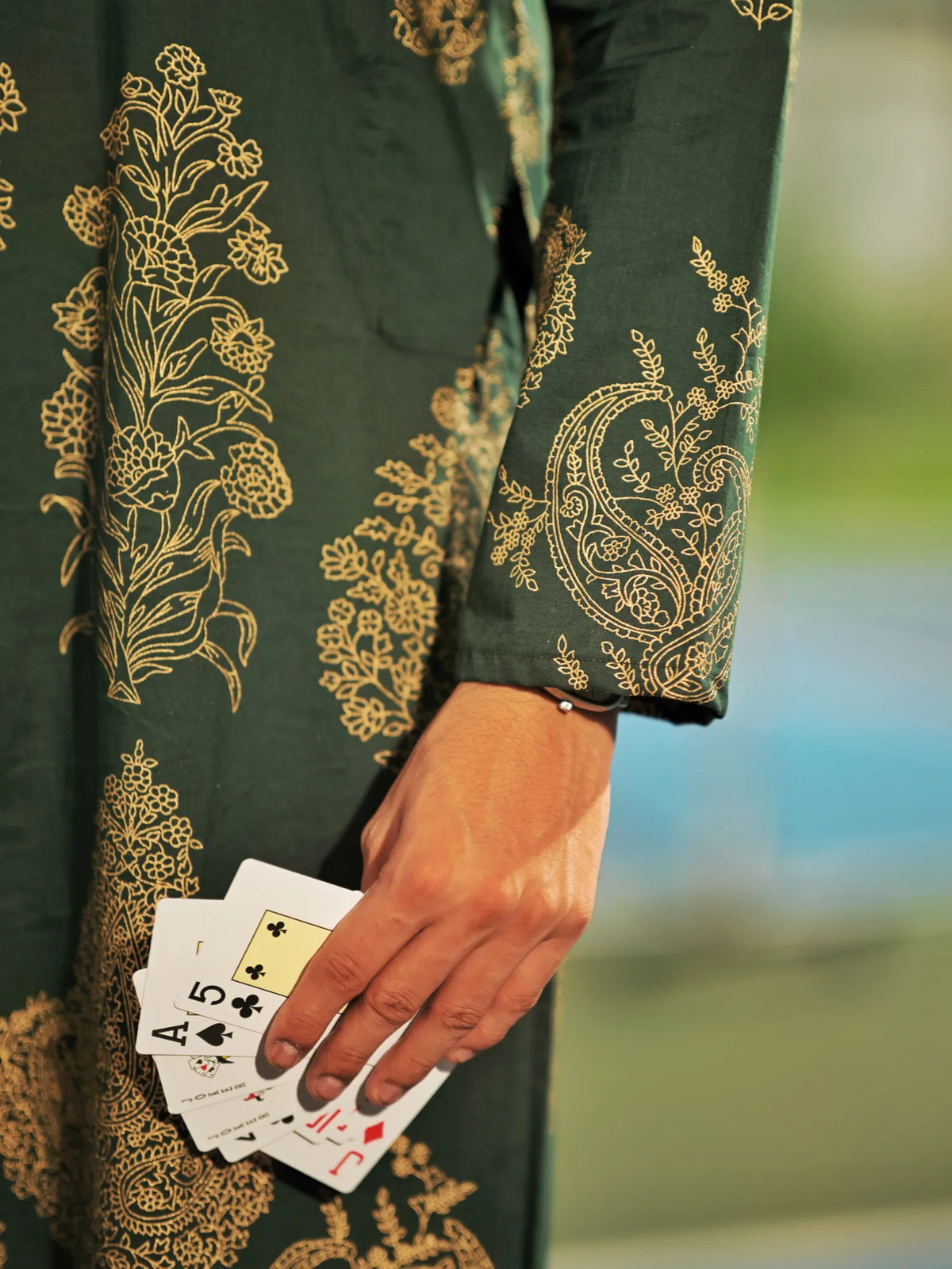 Bottle Green Paisley long Kurta
