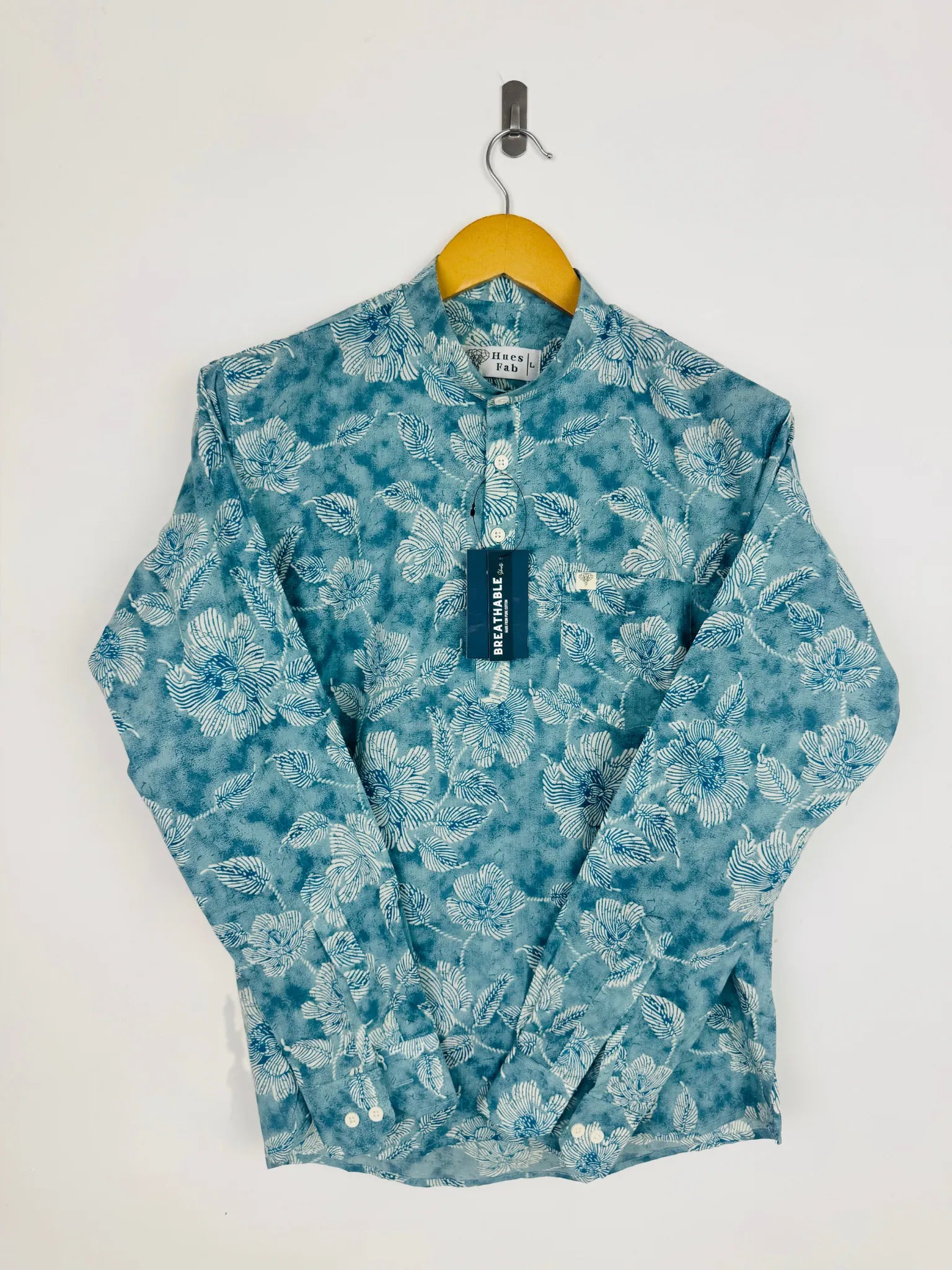 Sky Blue Tiedye floral Printed short kurta