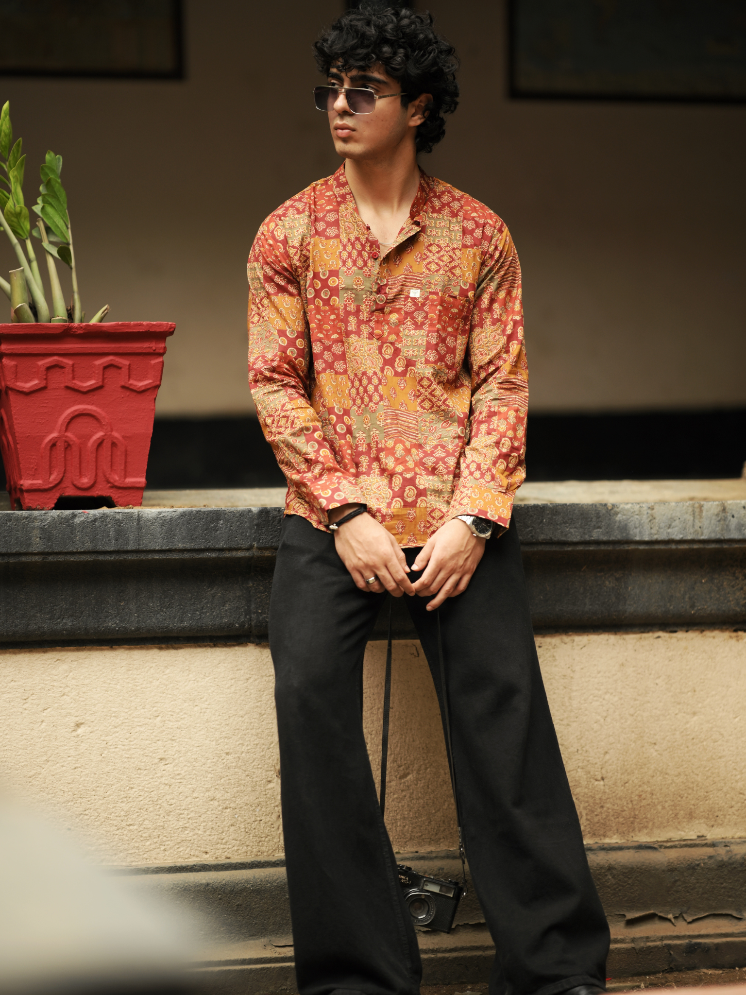 Muraqqa patchwork printed short kurta