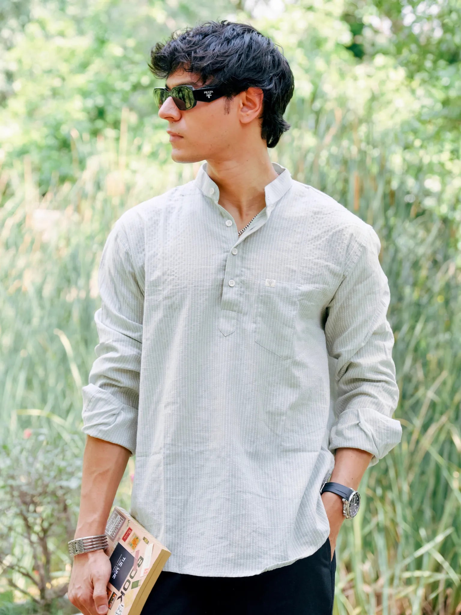 Mint Green Kantha  Short Kurta