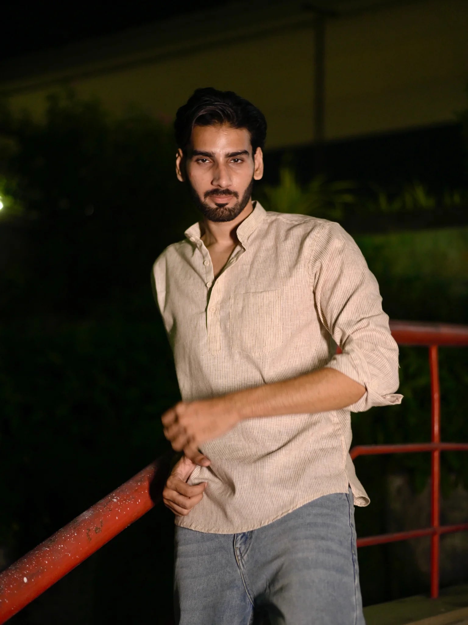 Tan Lining yarn Dyed Short Kurta