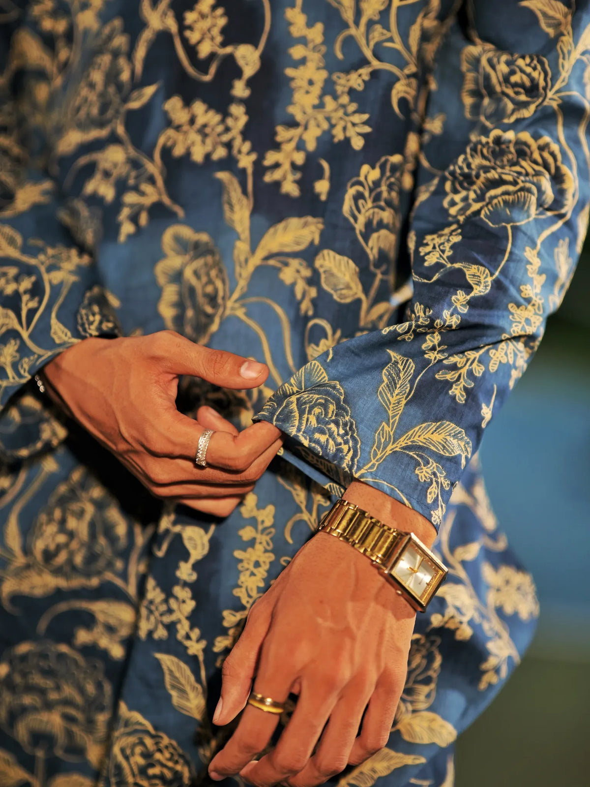 Navy Imperial Floral long Kurta