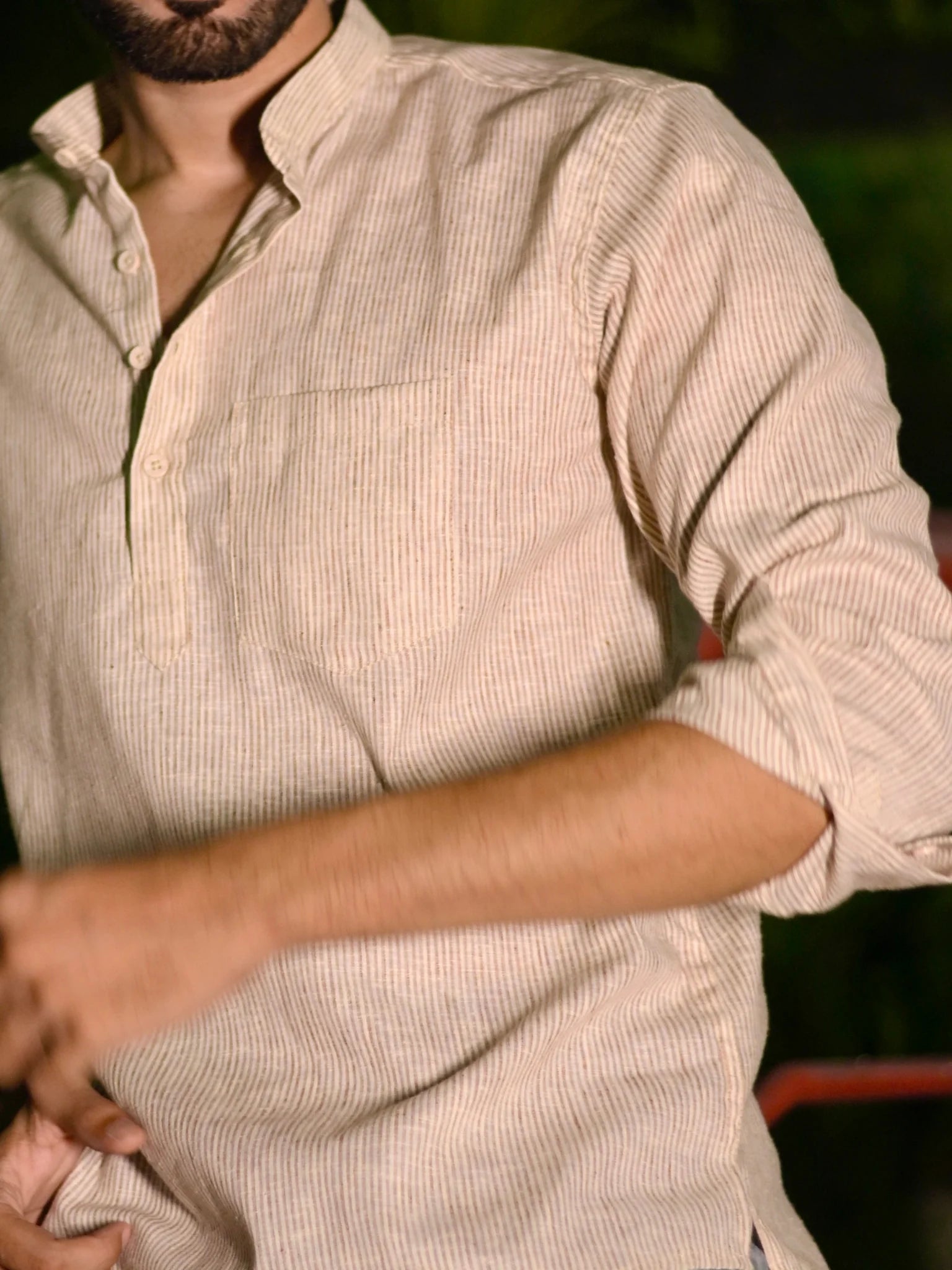 Tan Lining yarn Dyed Short Kurta
