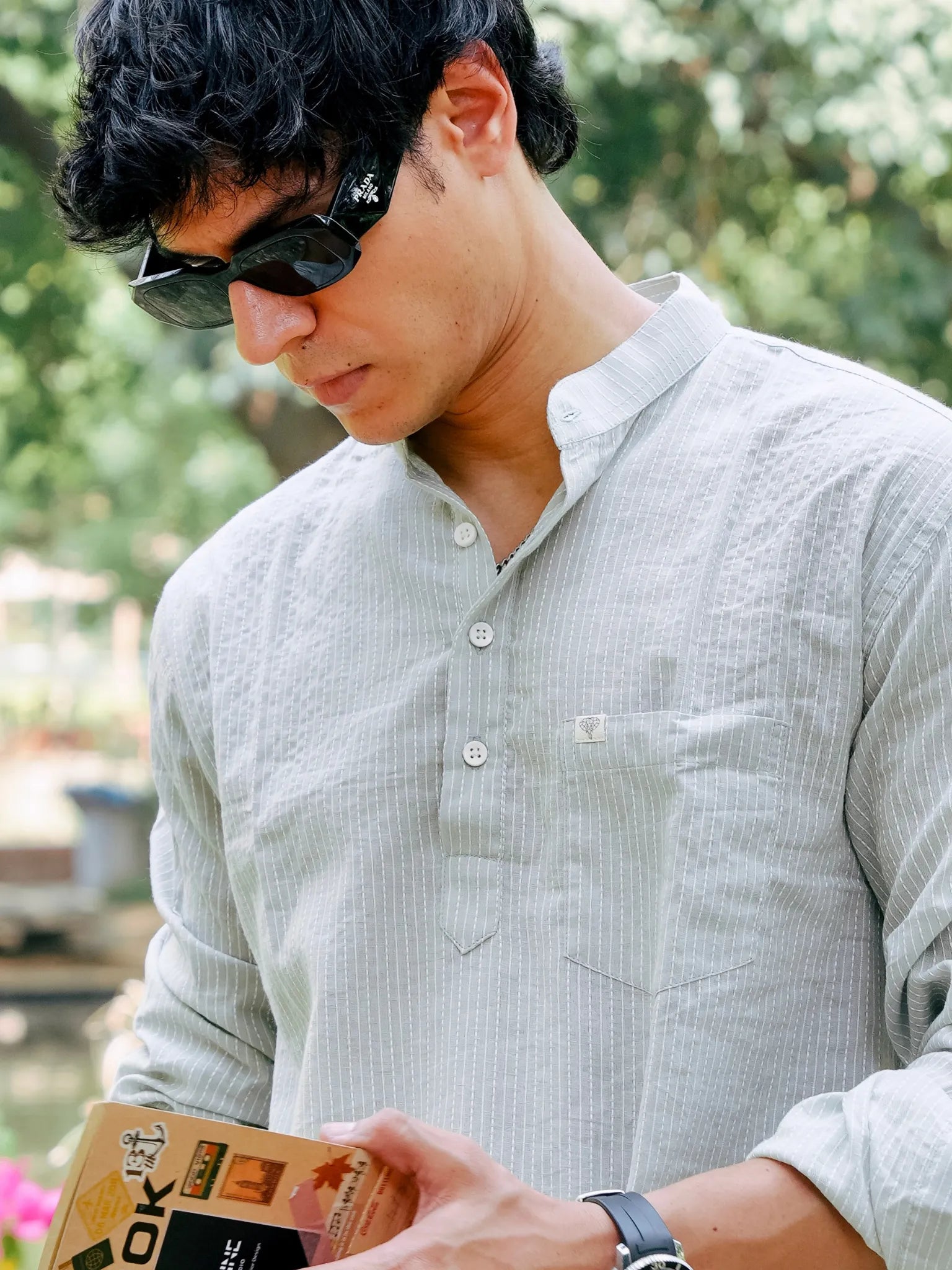 Mint Green Kantha  Short Kurta
