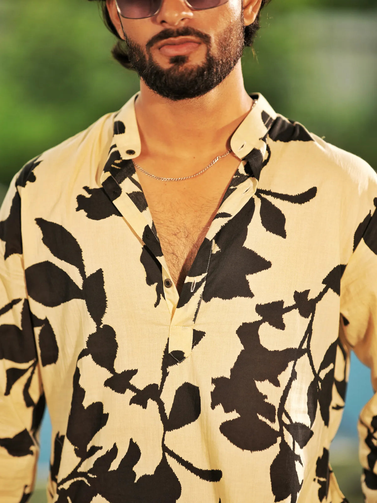 Cream Petals Long Kurta