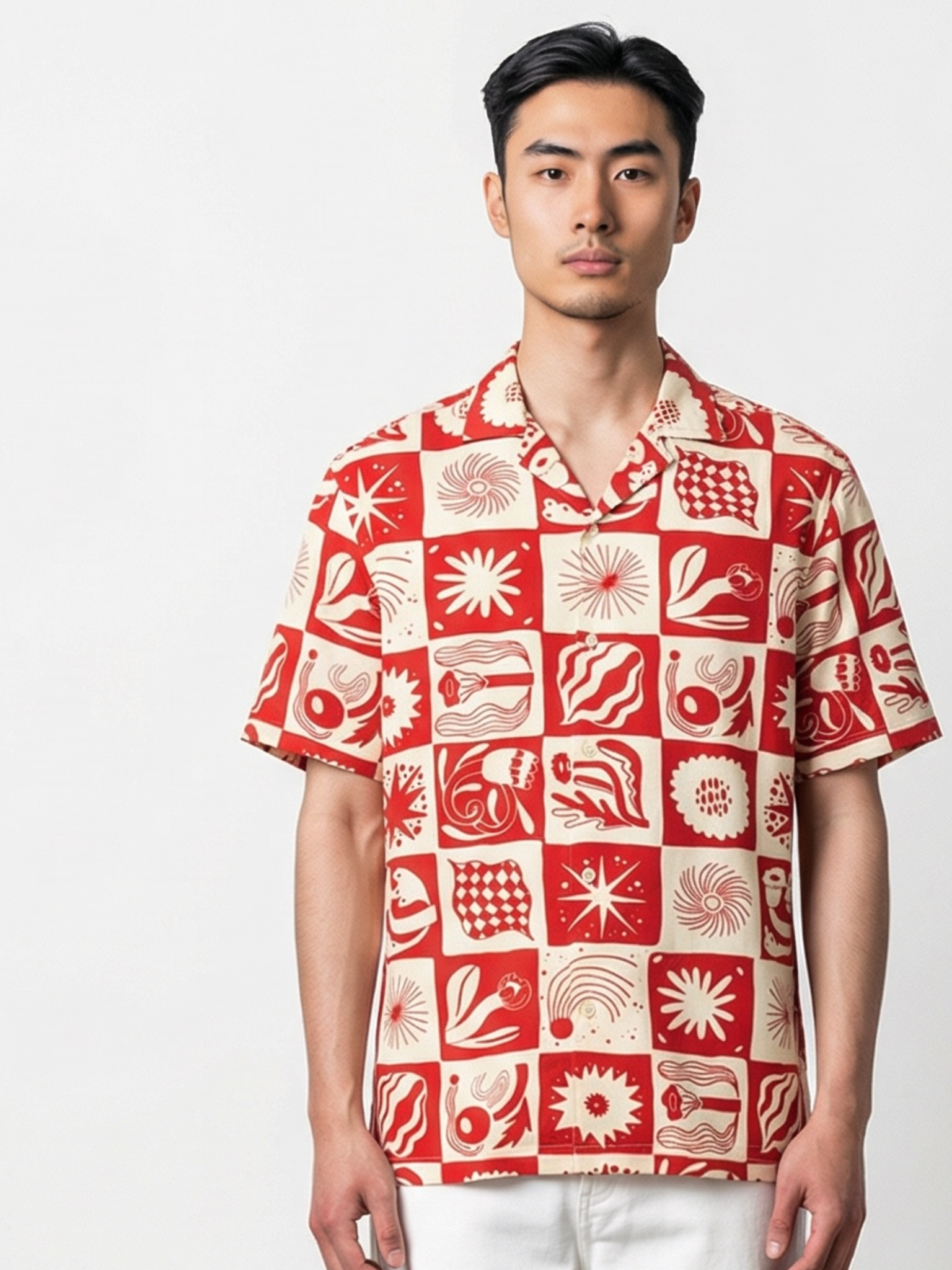 Crimson Tiles Cuban Collar Resort Shirt