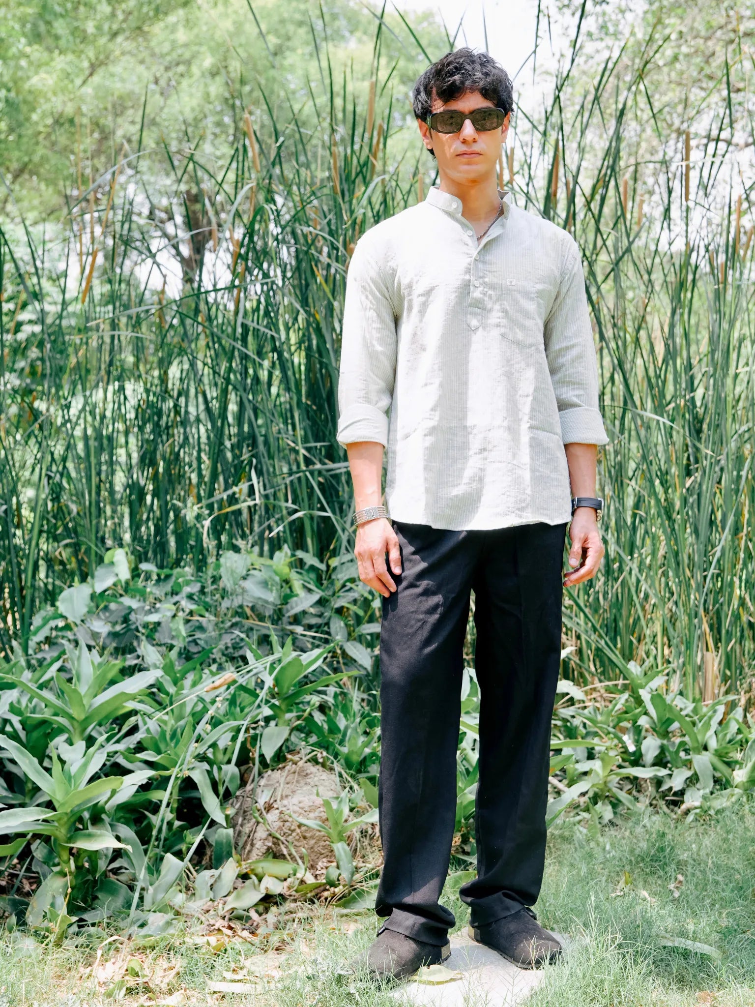 Mint Green Kantha  Short Kurta