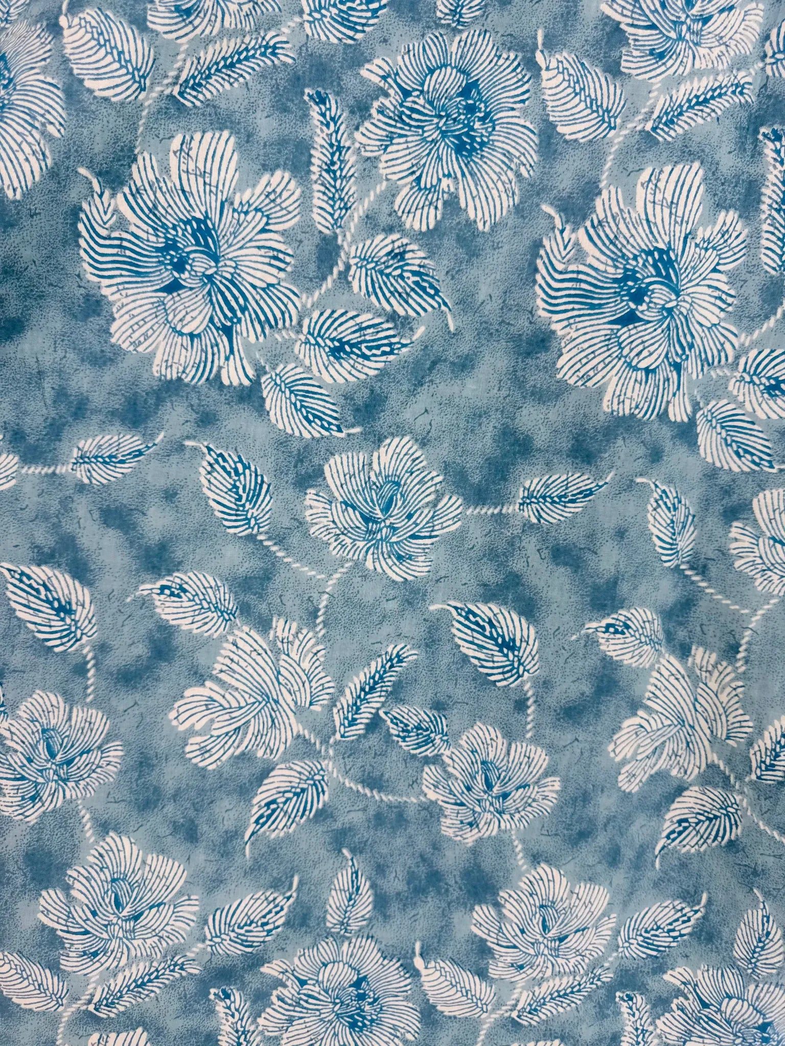 Sky Blue Tiedye floral Printed short kurta